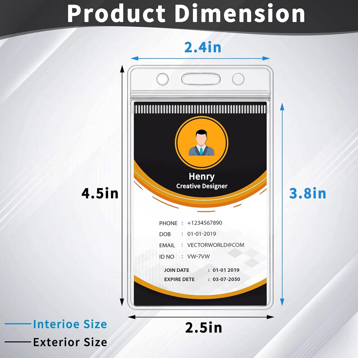 600 Pack Badge Holder, Plastic ID Badge Holder, Clear Waterproof ID Card Holder with Resealable Zip, 2.5" x 3.8" Vertical Name Tag Holder for Nurses and Office, Fits ID Card/Credit Card/Student Card