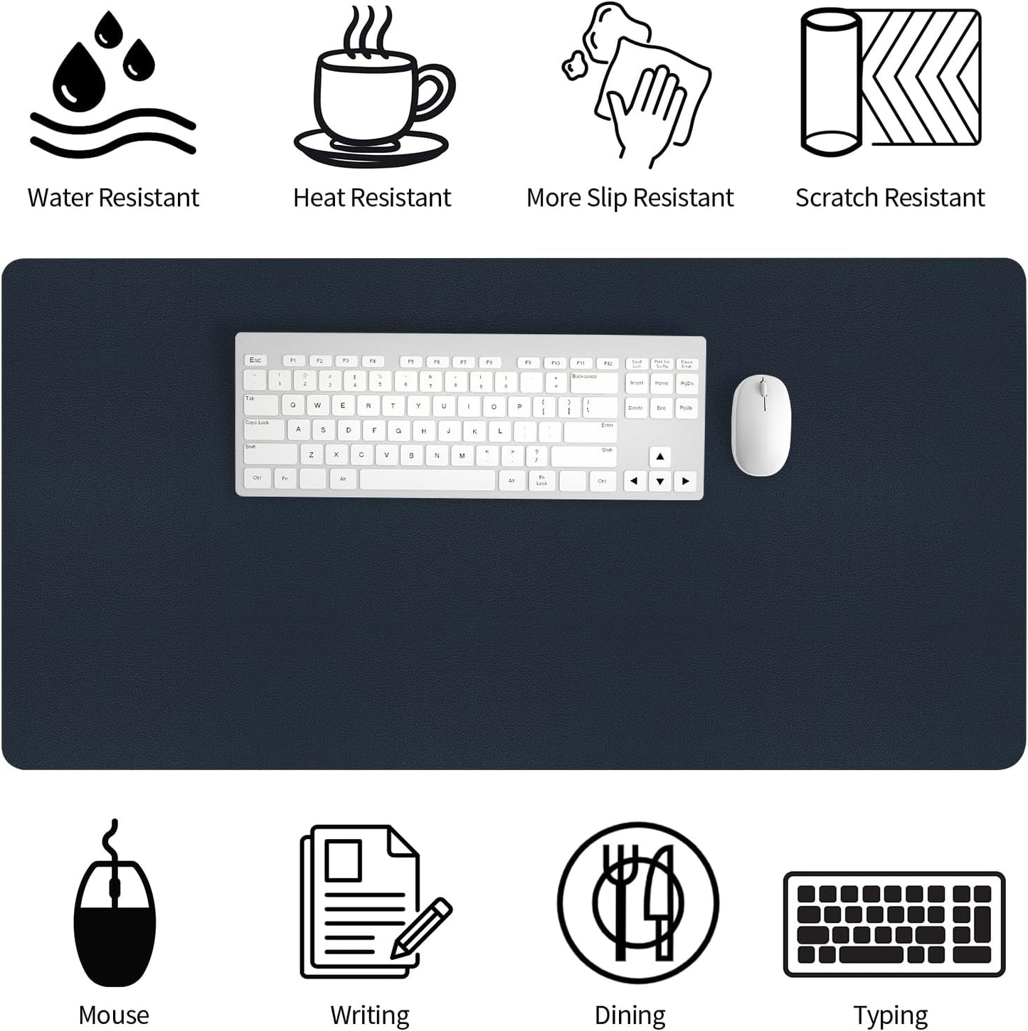 Bloss Dark Blue Desk Mat, Desk Matt for Desktop, Waterproof Large Leather Keyboard Mat, Computer Mat for Office/Home/Decor(31.5 x 15.7 Inches)