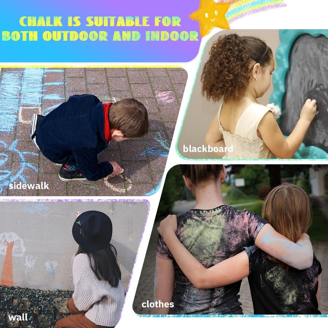 novelinks 162 Pack Sidewalk Chalk Set 10 Color Washable Non-Toxic Drawing Set for Schools Durable Jumbo Drawing Chalk for Outdoor Art Play