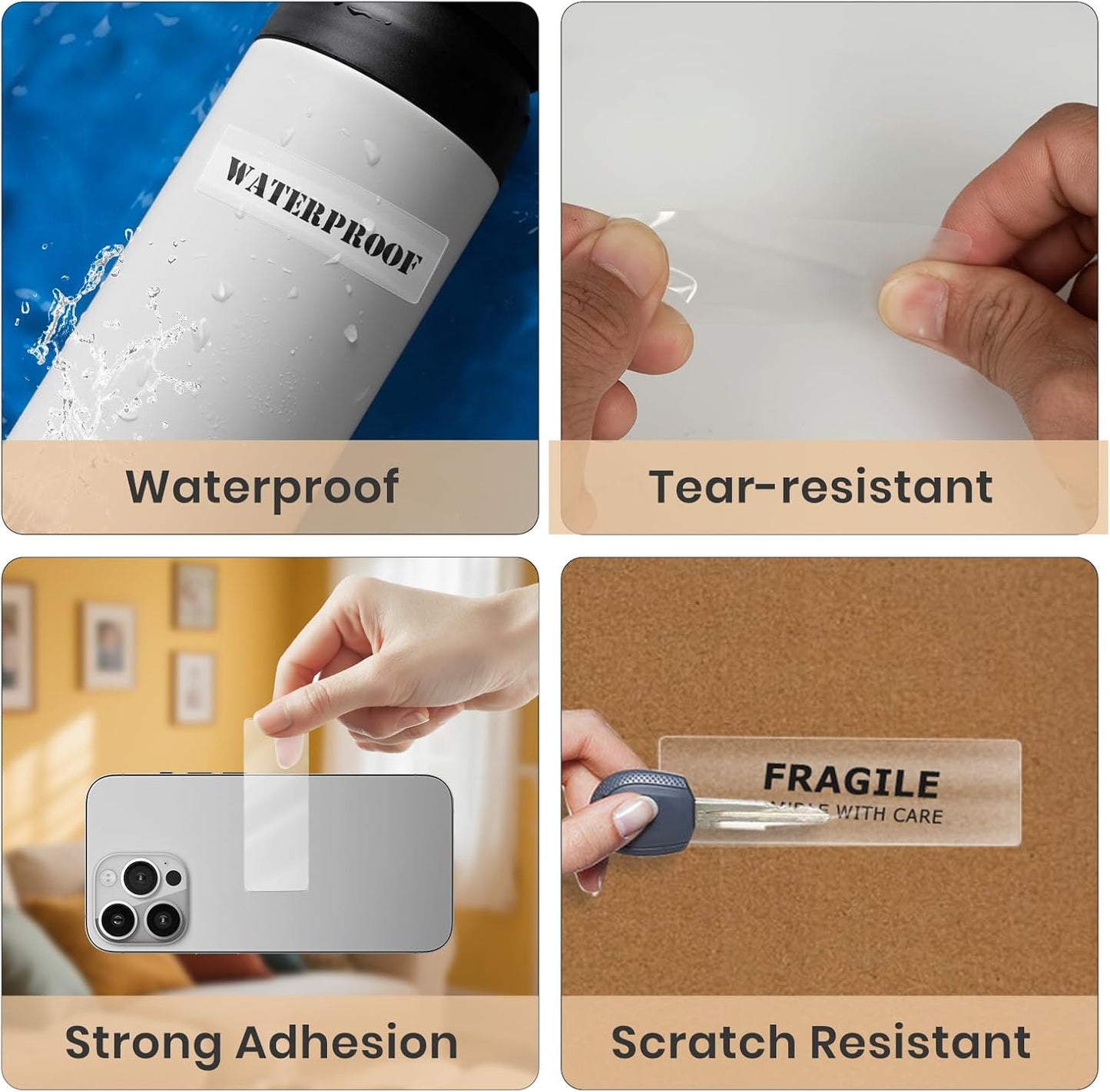 Transparent Thermal Labels 1 x 3 Inch Self-Adhesive Printer Clear Stickers Vinyl Waterproof Roll Decals Rectangle Postage Tags for Address Barcodes DIY Logo Business 300 PCS