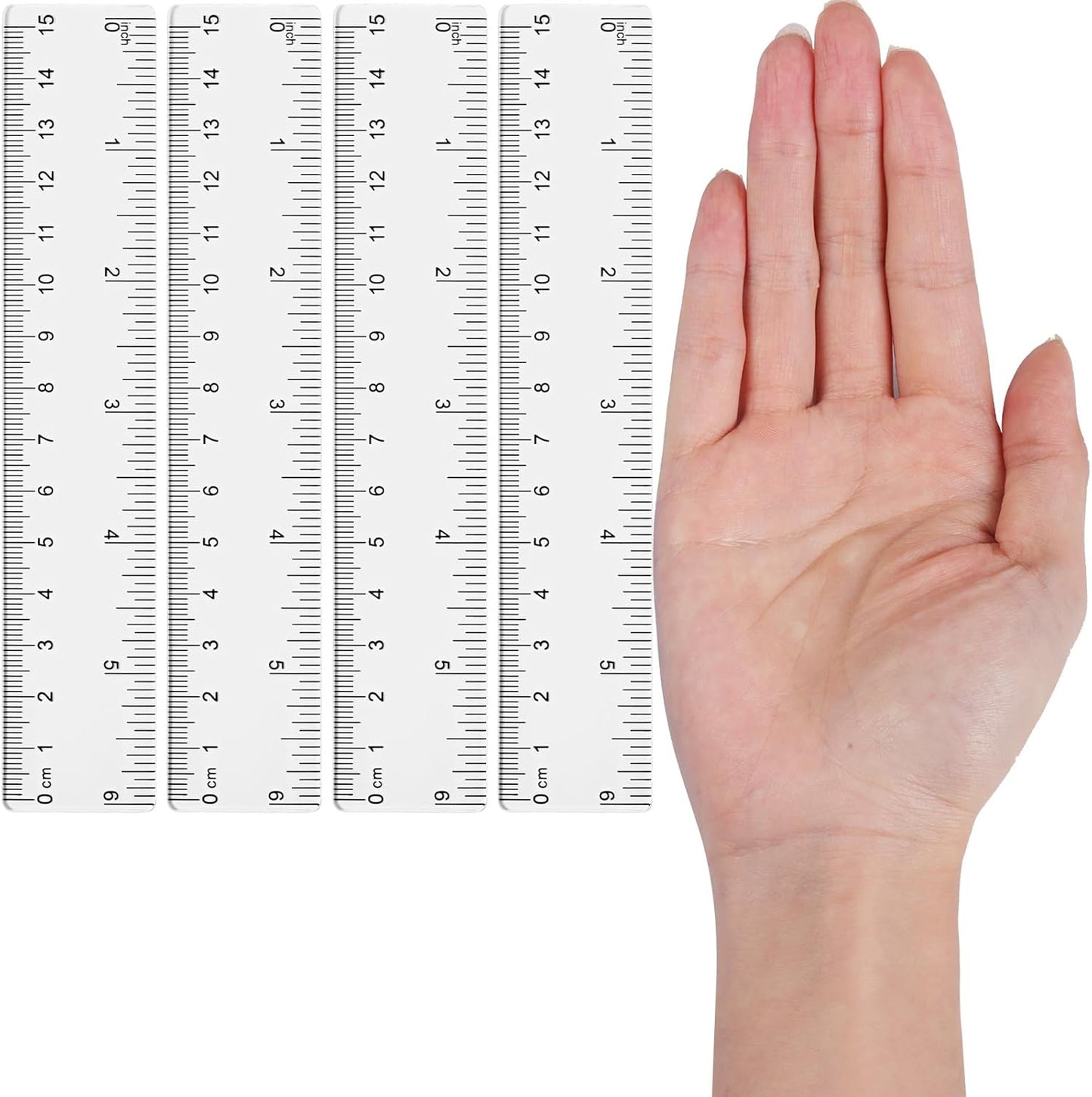 Zonon 6 Pcs 6 Inch Ruler Bulk Clear Plastic Flexible Straight Metric Rulers with Centimeters and Inches Drafting Measuring Tool for Classroom School Students Education