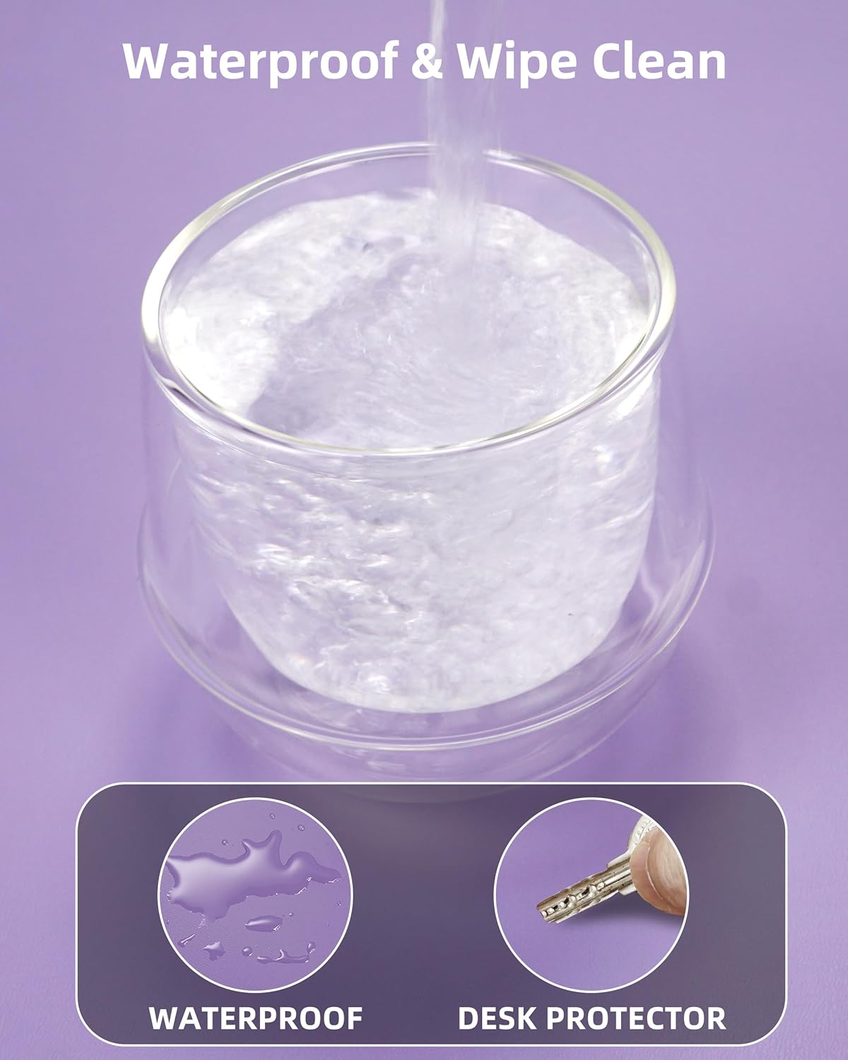 Leather Desk Pad Protector,Office Desk Mat,Large Mouse Pad, Non-Slip PU Leather Desk Blotter,Desk Pad,Waterproof Desk Writing Pad for Office and Home (Light Purple,35.4" x 17")