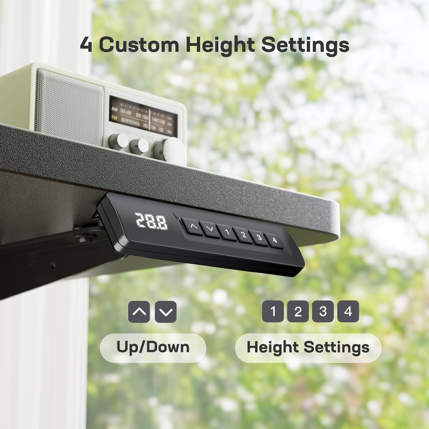 Marsail 40x24 Electric Standing Desk - Adjustable Height Computer Desk with Memory Presets, Storage Bag & Cable Management for Home Office & Gaming Workstations