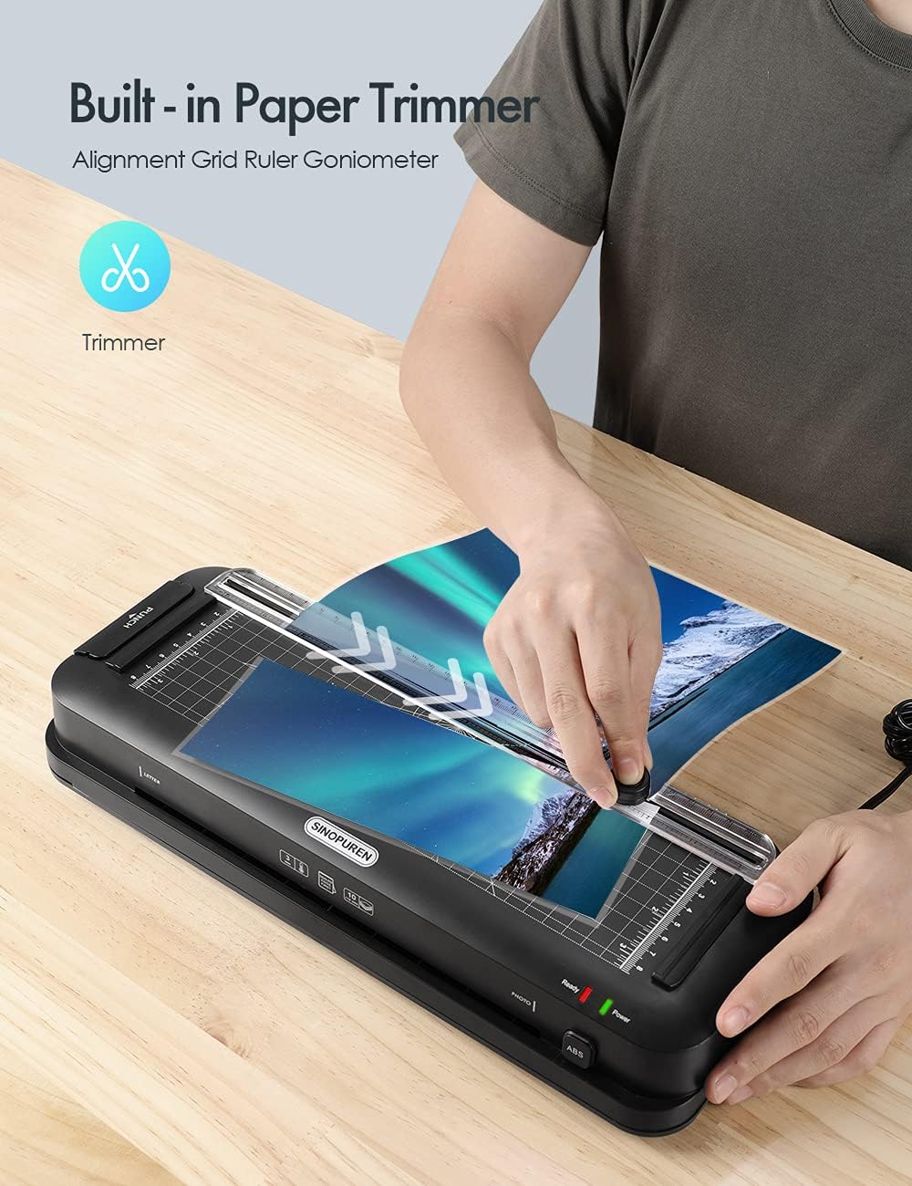Thermal Laminator Machine, 9-Inch, 3-in-1 Laminator with Built-in Paper Trimmer, Hole Punch & Corner Rounder, 50 Laminating Pouches, Fast 3-Min Warm-Up, Jam-Free for Home, Office, School