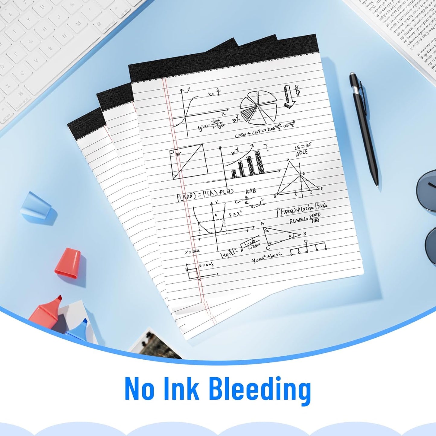 3pcs Legal Pads 8.5 x 11, Notepads 8.5 x 11 Inch, White Note Pads Clear Print Writing Pads of Paper, Memo Pads , Perforate Legal Notepads Paper , Wide Ruled Lined with Sturdy Back,30 Sheets/Pack