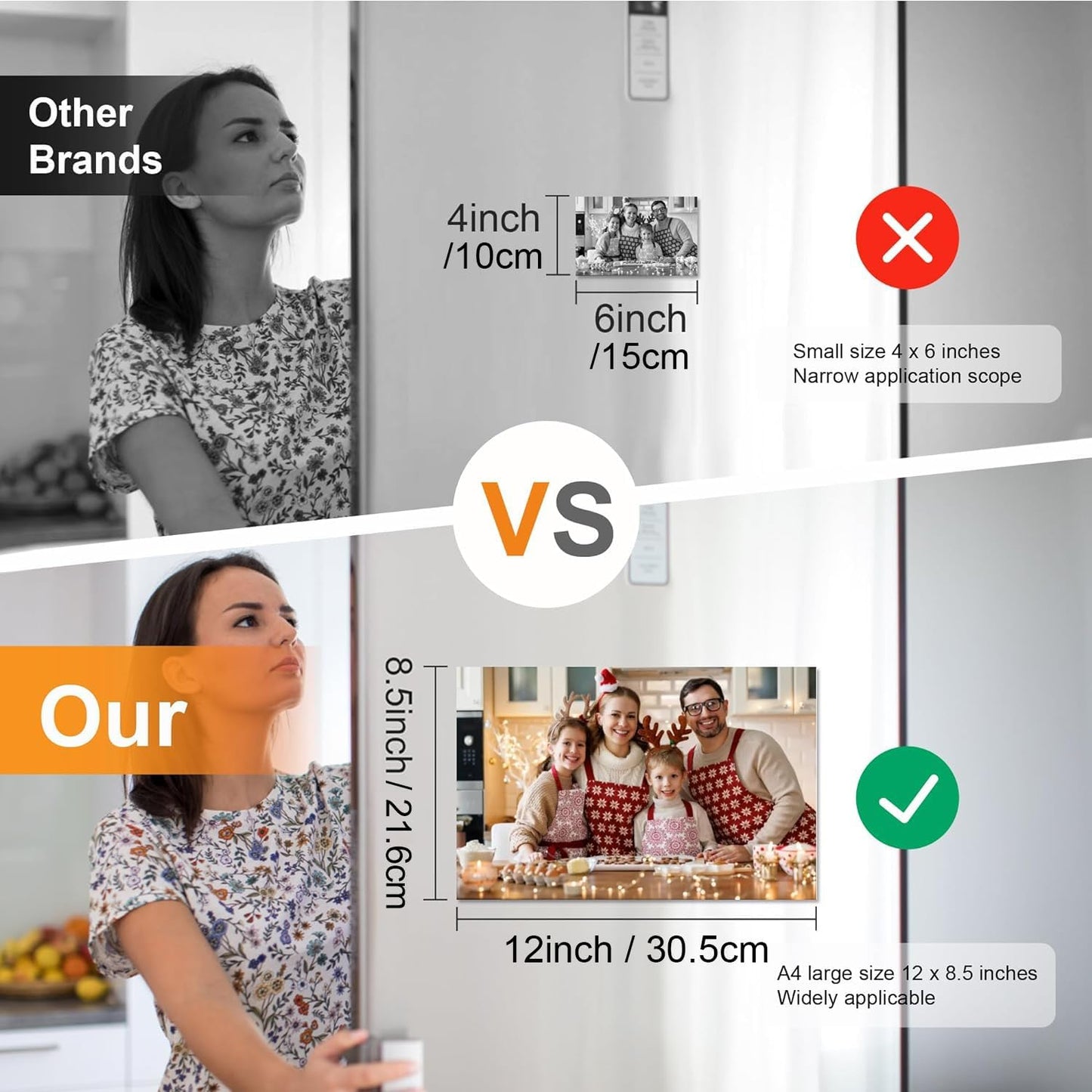 Magnetic Sheets with Adhesive Backing - Easy to Cut Magnet Sheet for Photos, Stickers, Die Storage - A4 Large Size (12" x 8.5") - Extra Strong and Durable Displate Magnets for Fridge, Cabinets (4Pcs)