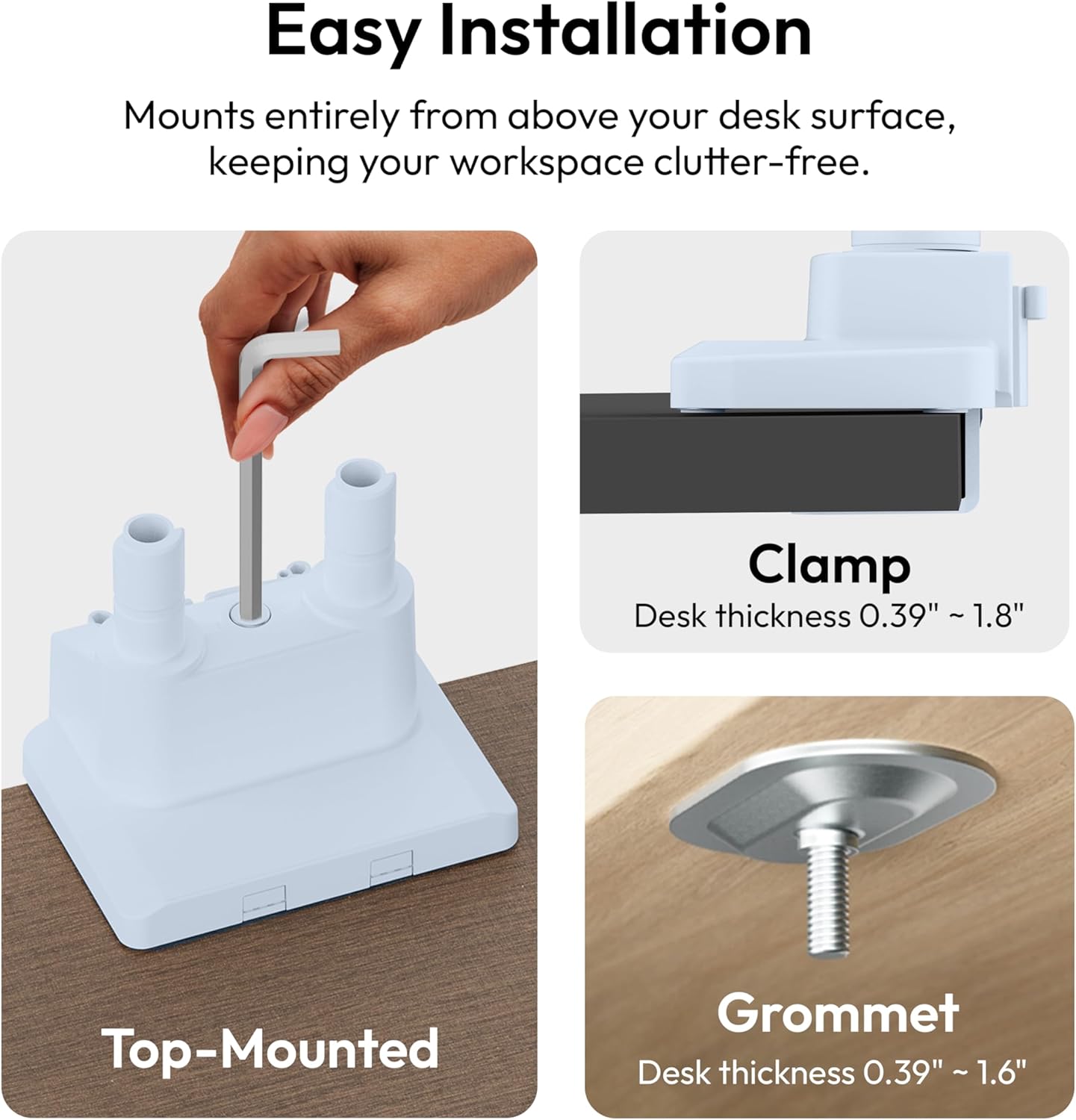 Pixio PS1D Wave Blue Dual Monitor Arm Stand Desk Mount - Fits up to 32 inches Monitors and up to 19.8lbs. VESA Compatibility and Integrated Cable Management