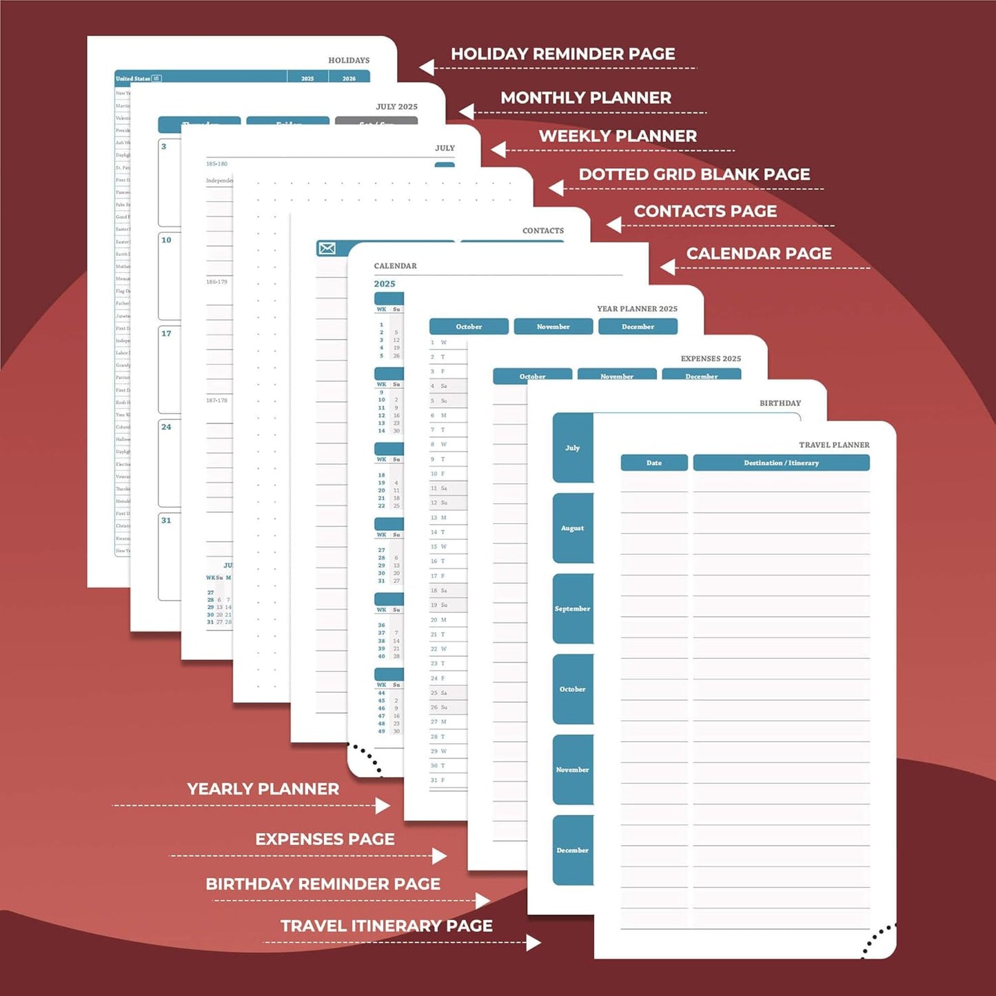 Weekly Monthly 2026 Planner (Jan.26-Dec.26),6.5"x3.75",12 Months Agenda Plan with Month Tabs & Pocket,Expenses/Note Pages, Appointment Book Calendar with Hardcover Vegan Leather Cover,Red