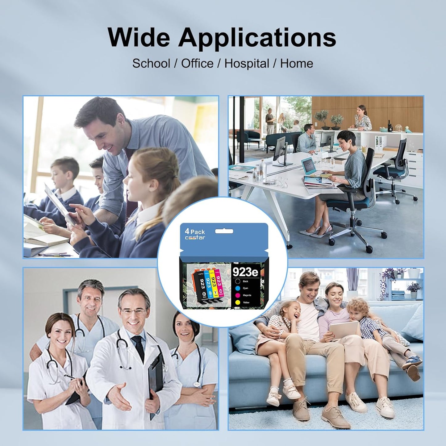 923e Ink cartridges Compatible Replacement for HP OfficeJet Pro 8120/ 8120e/ 8123/8130/ 8124e/ 8122e Printers(4 Pack, BK/C/M/Y)