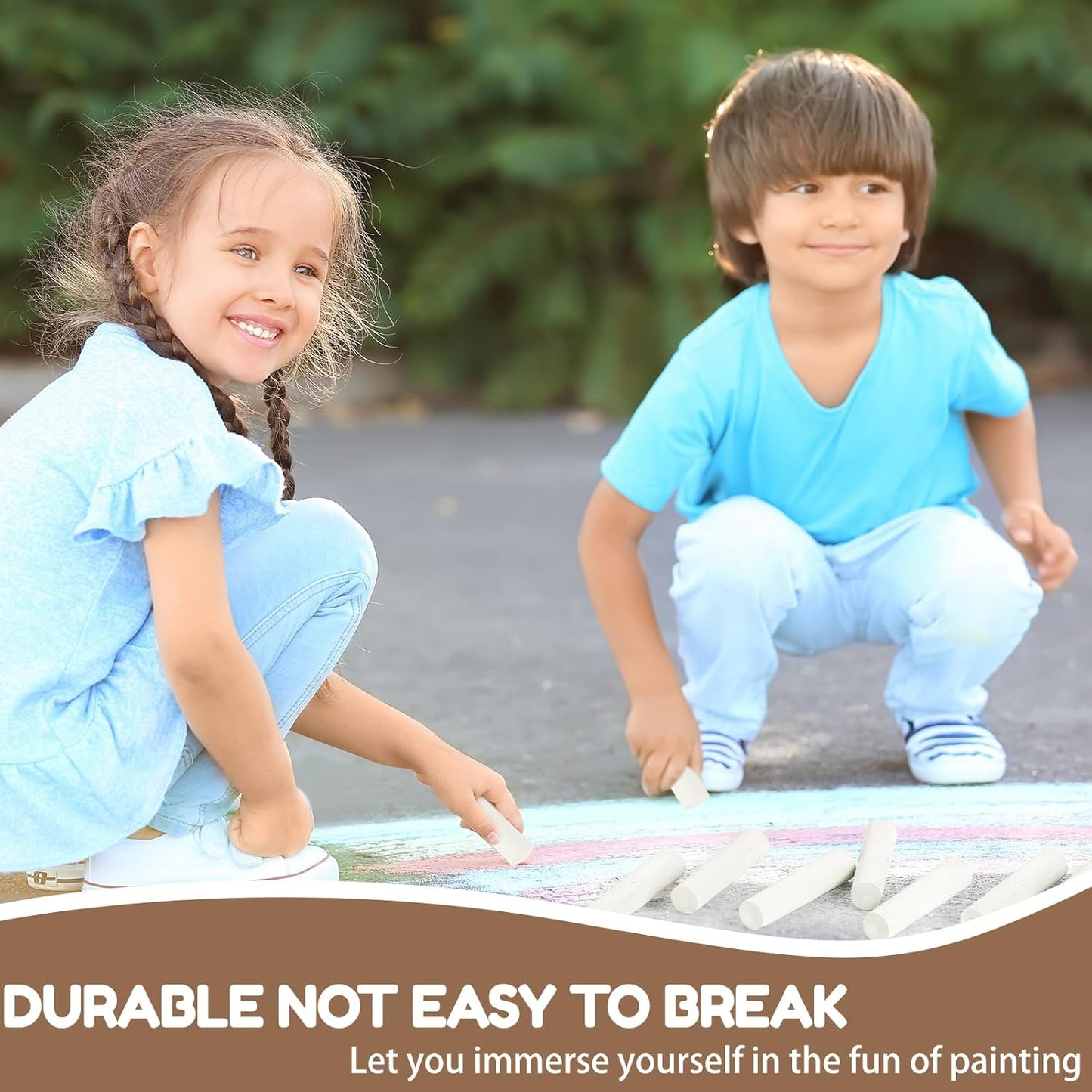 Fulmoon 40 Pcs Jumbo Sidewalk Chalk for Kids Outdoor Art Non Toxic Large Washable Street Chalk for Adults Drawing Painting Classroom(White,Round Style)