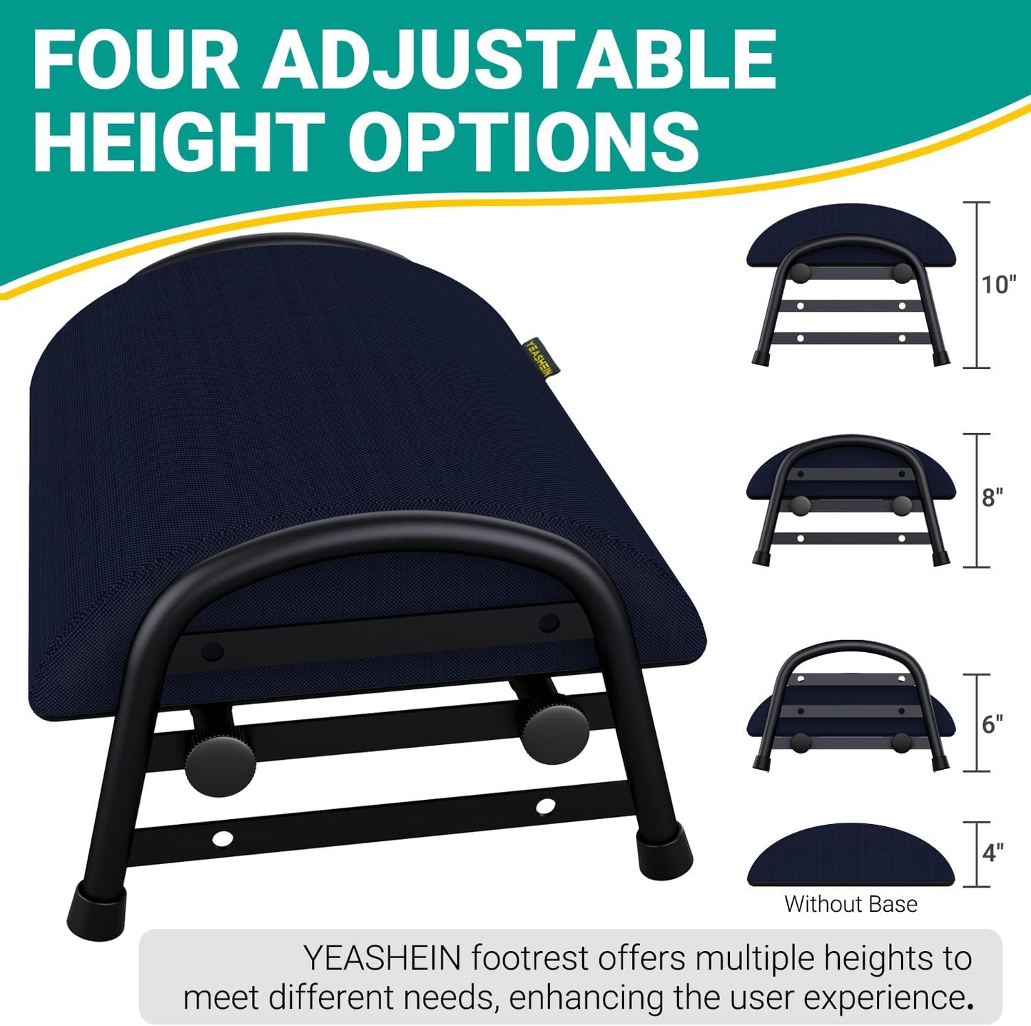 Foot Stool Underdesk Footrest with 3 Adjustable Heights, Under Desk Foot Rest for Car, Home and Office, Office Desk Accessories