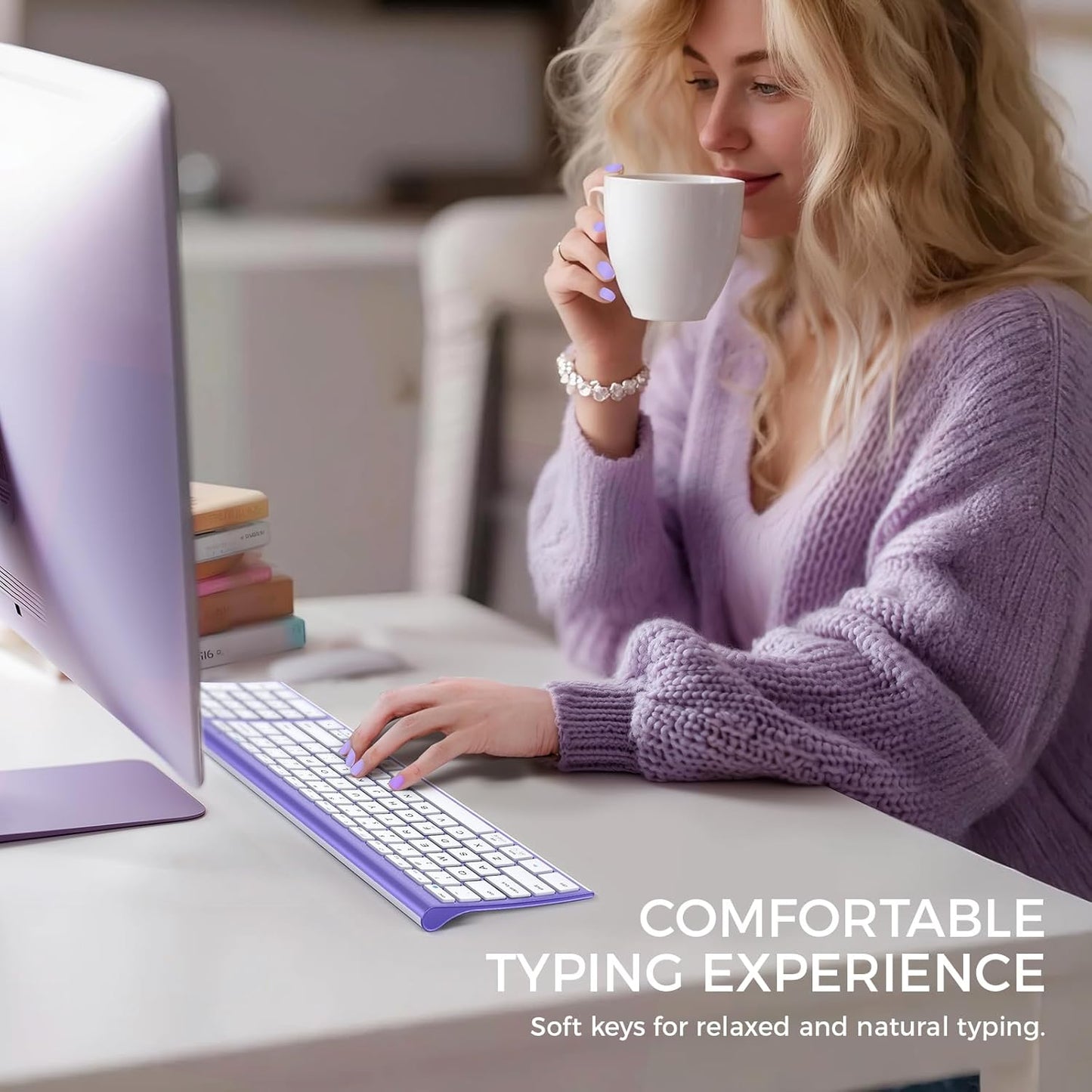 iClever Bluetooth Keyboard Quiet Typing Multi-Device USB-C Rechargeable – Slim Wireless Keyboard for Mac Windows iPad Office