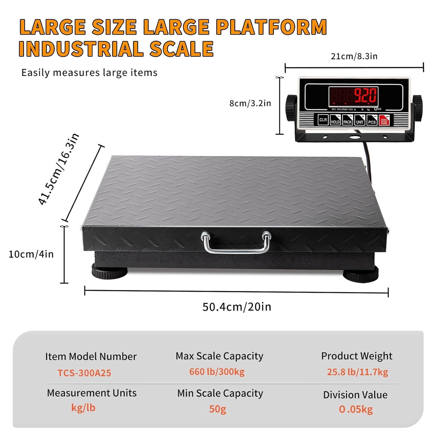 660lbs Heavy Duty Postal Scale with Steel, Ultra Durable Large Verstile Digital Shipping Scale, Scale for Packages/Pets/Luggage/Warehouse/Office/Orchard/Body Weight/Home/Commerce/Industry