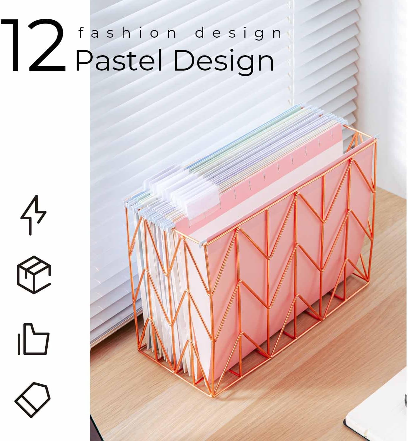 Y YOMA 24 Pack Colored Hanging File Folders Letter Size Decorative Hanging Folder Cute Pretty File Folder for Filing Cabinet Drawer Office Home with 1/5-Cut Adjustable Tabs, Soft Color