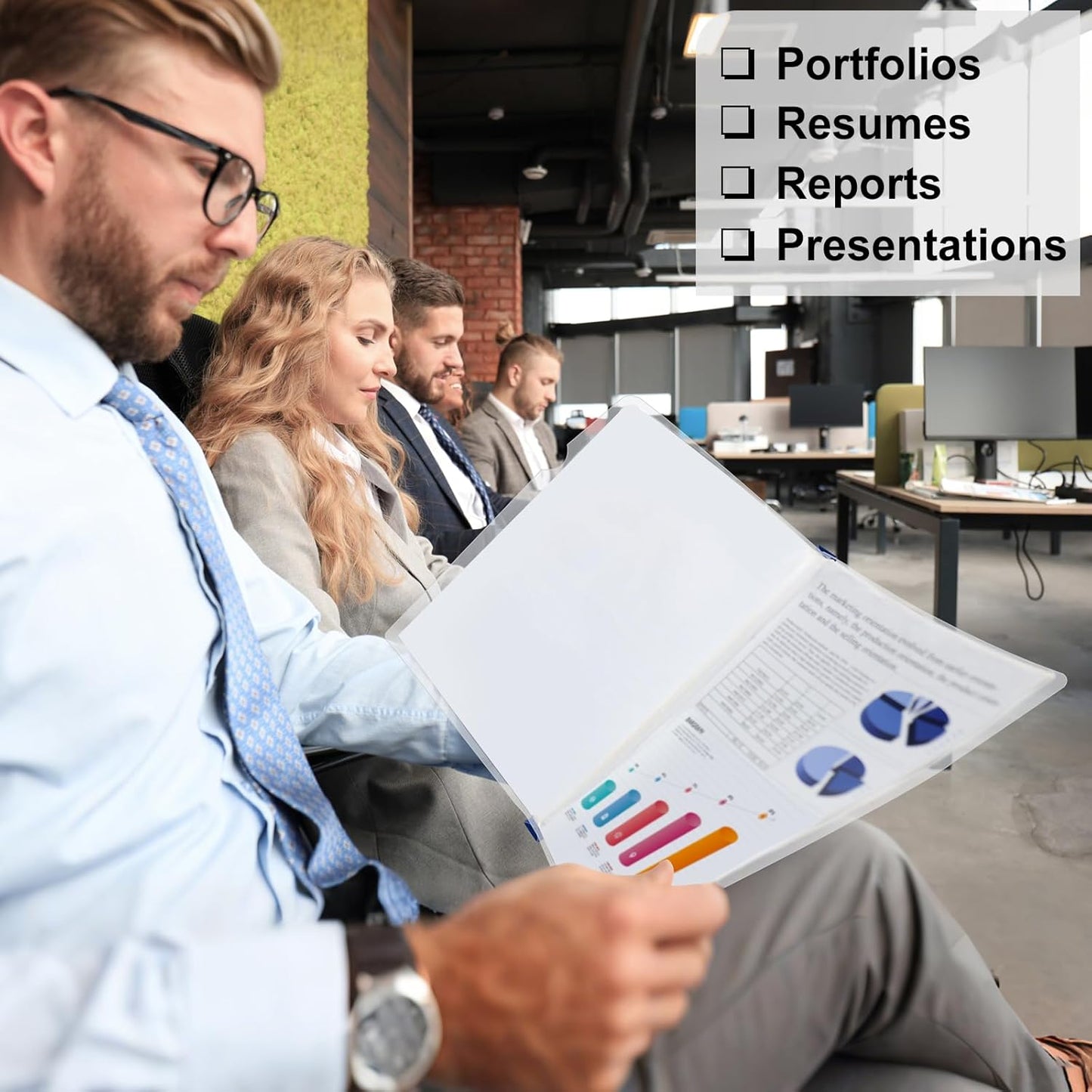 JOERSH 40Pcs Clear Report Covers with Sliding Bar, 40 Sheet Capacity Plastic Binder Paper Protector, Report Folders with Clear Cover for Resume File Documents, 5 Colors