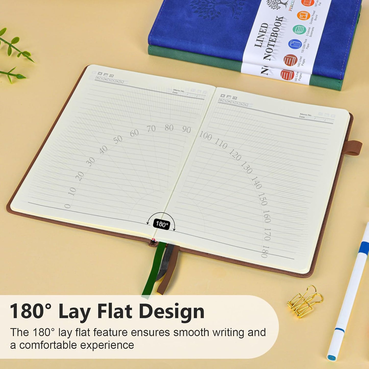 Lined Journal Notebook for Men & Women, 160 Pages College Ruled Journal for Writing, A5 Hardcover Leather Notebooks for Work, School, Business, Travel, Daily Diary 5.9" x 8.5" - Brown