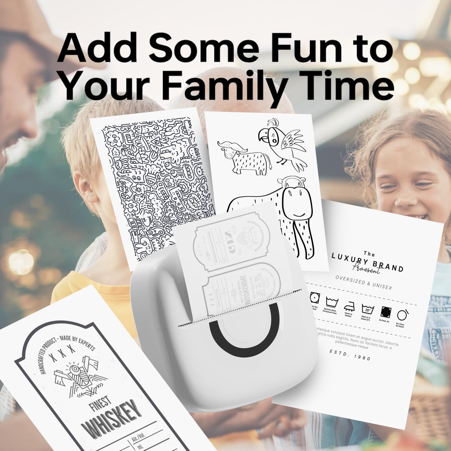 Mini Printer Sticker Thermal Printer with 3 Rolls Paper, Bluetooth Portable Phone Print Pods,Study Sticker Maker for Pictures, Photos, Journals, DIY, Compatible with Phone & Tablet