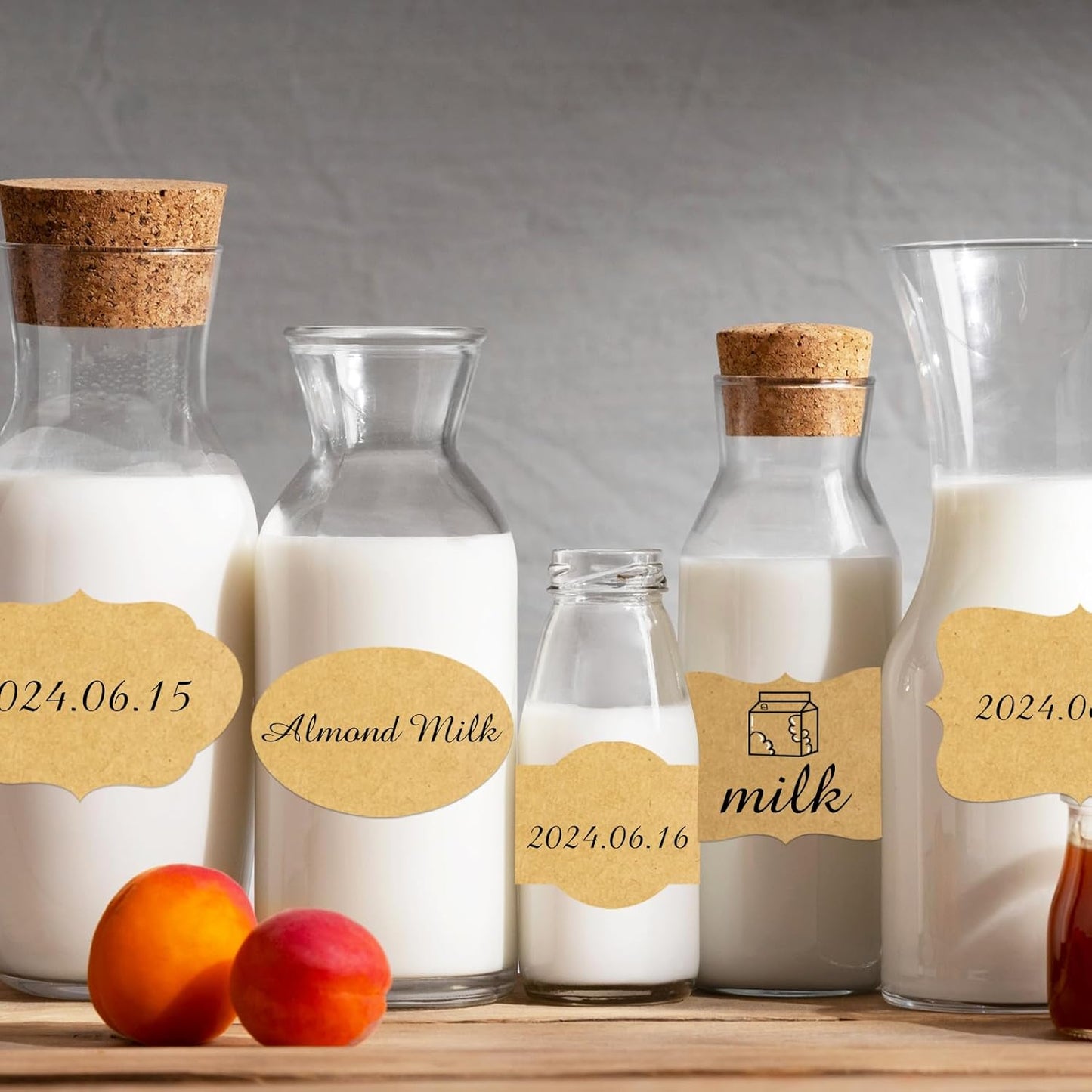 Kraft Labels Stickers, 250 PCS 3" x 2" Fancy Shape Stickers Labels for Storage Box or Food Jars Holiday Present Stickers Christmas Gift Tags Stickers