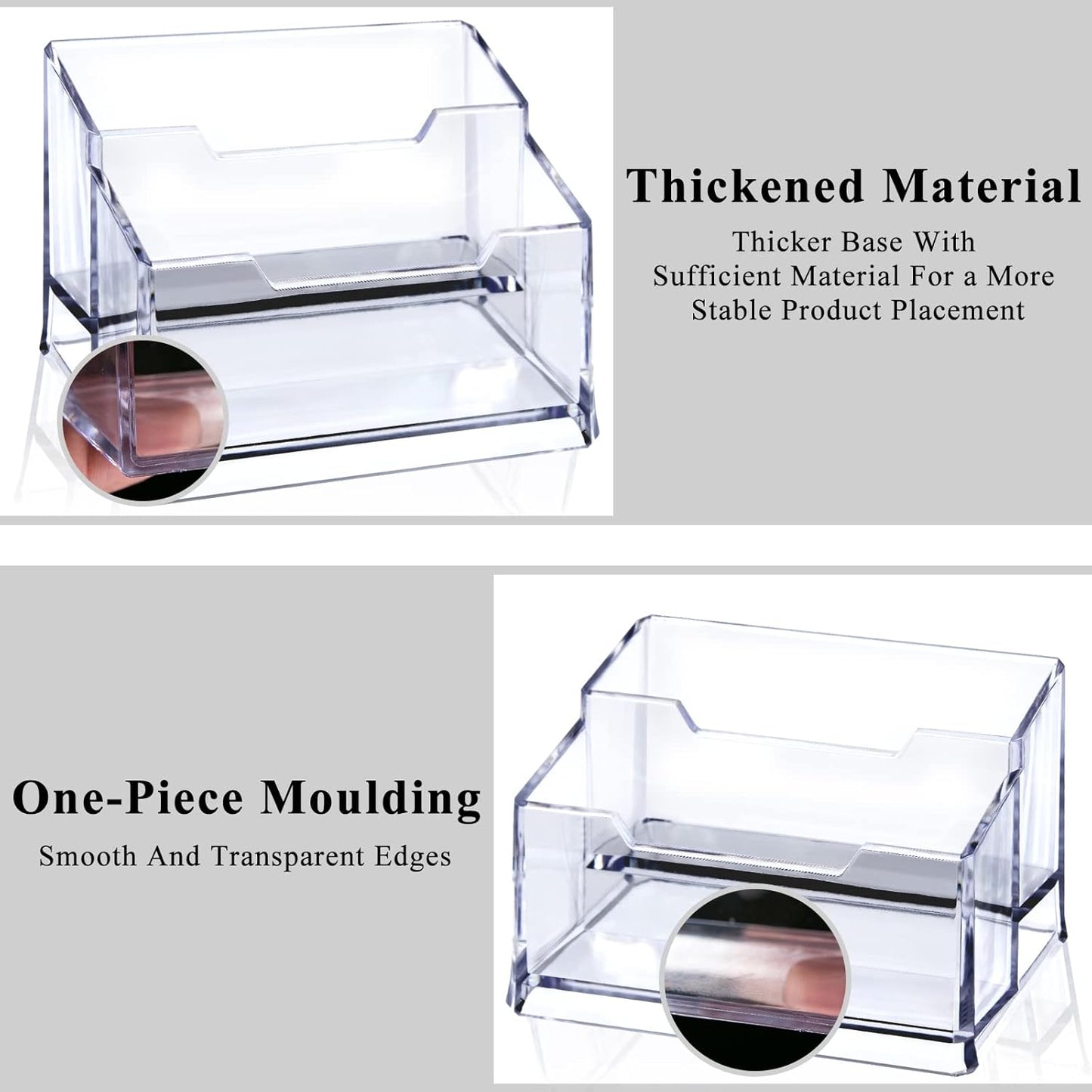 Clear Acrylic Business Card Holder,2 Tier Premium Acrylic Clear Business Card Holder Stand for Desk Fits 100 Business Cards