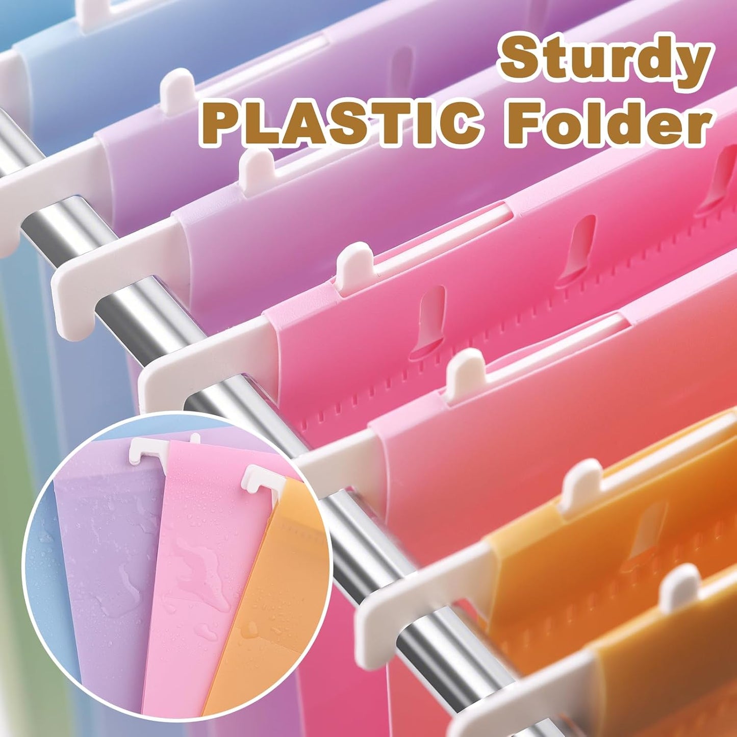 Pastel Plastic Hanging File Folders,Letter Size,18 Pack Reinforced Hang Folder,Standard File Folders for Filing Cabinet,Plastic Hanging Folders,1/5-Cut Tabs,Designed for Home and Office