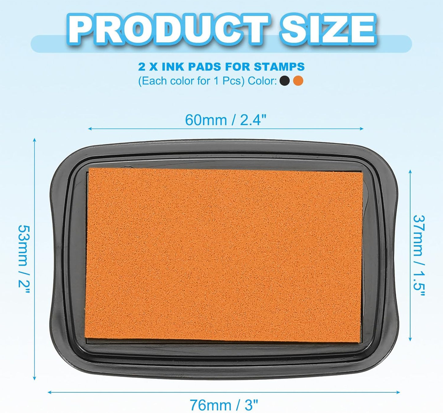 PATIKIL 3"x2" Large Stamp Pad, 2Pcs Washable Craft Ink Pad for Rubber Stamp Card Making Stamping Scrapbook Fingerprint Handprint, Orange/Black
