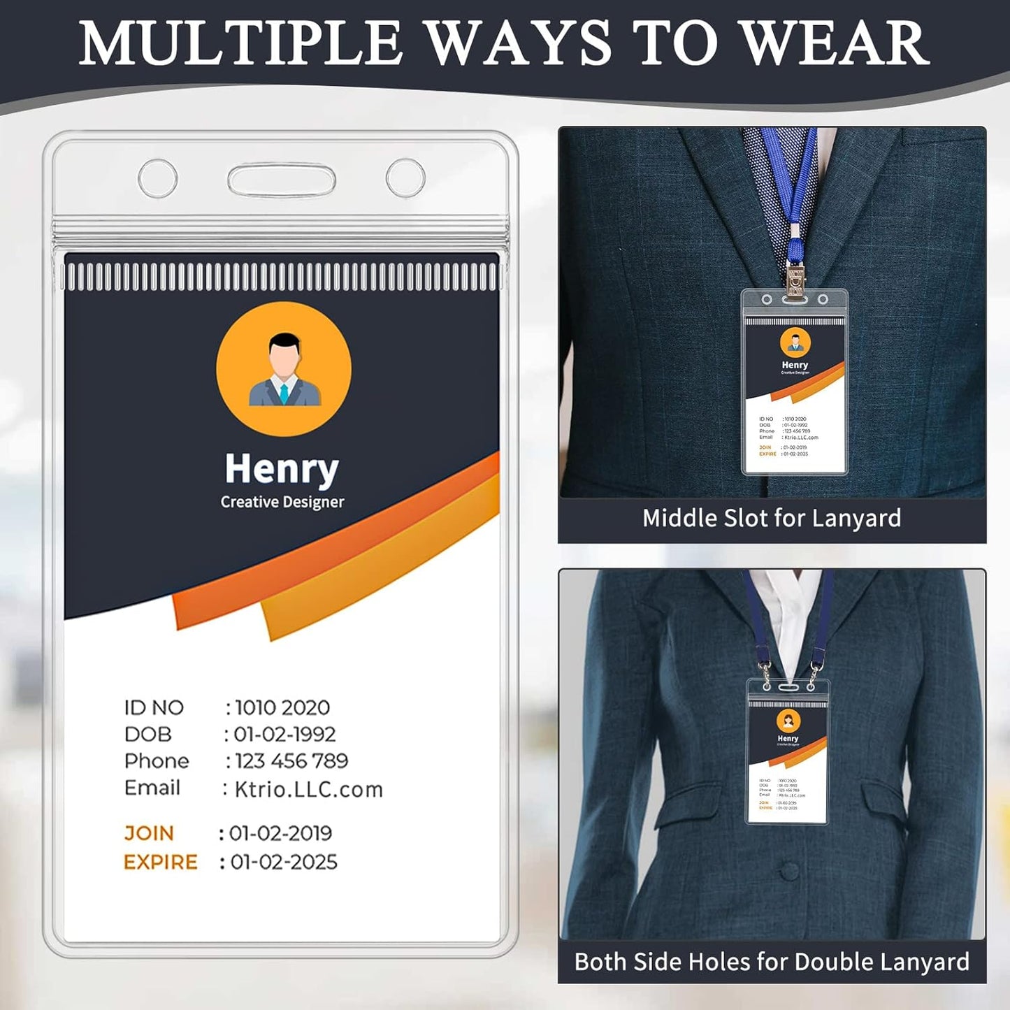 600 Pack ID Badge Holder - Vertical Badge Holder, 2.25" x 3.5" Clear Cards Holders for Lanyard, Plastic Sealable Waterproof, Name Tag Holder for Nurses, Office and School