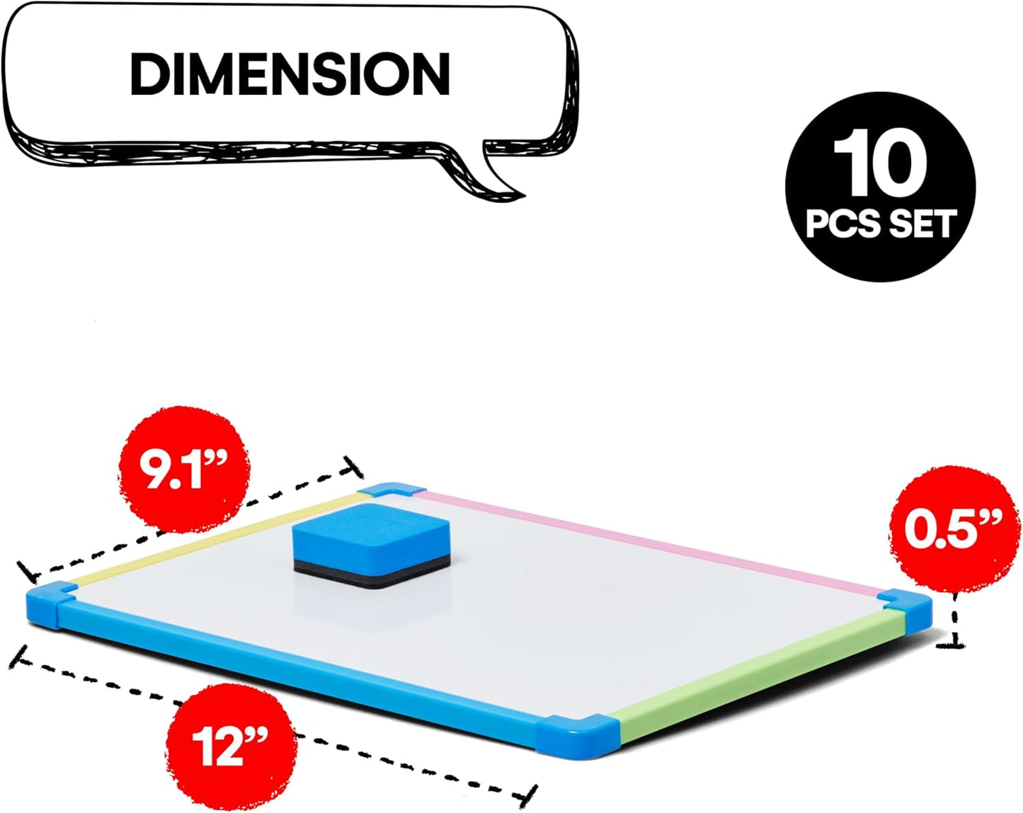 White Board for Kids - Magnet Board for Kids - Small Dry Erase Board Magnetic for Writing Learning & Drawing Art Educational - Magnetic Whiteboard - Set of 10