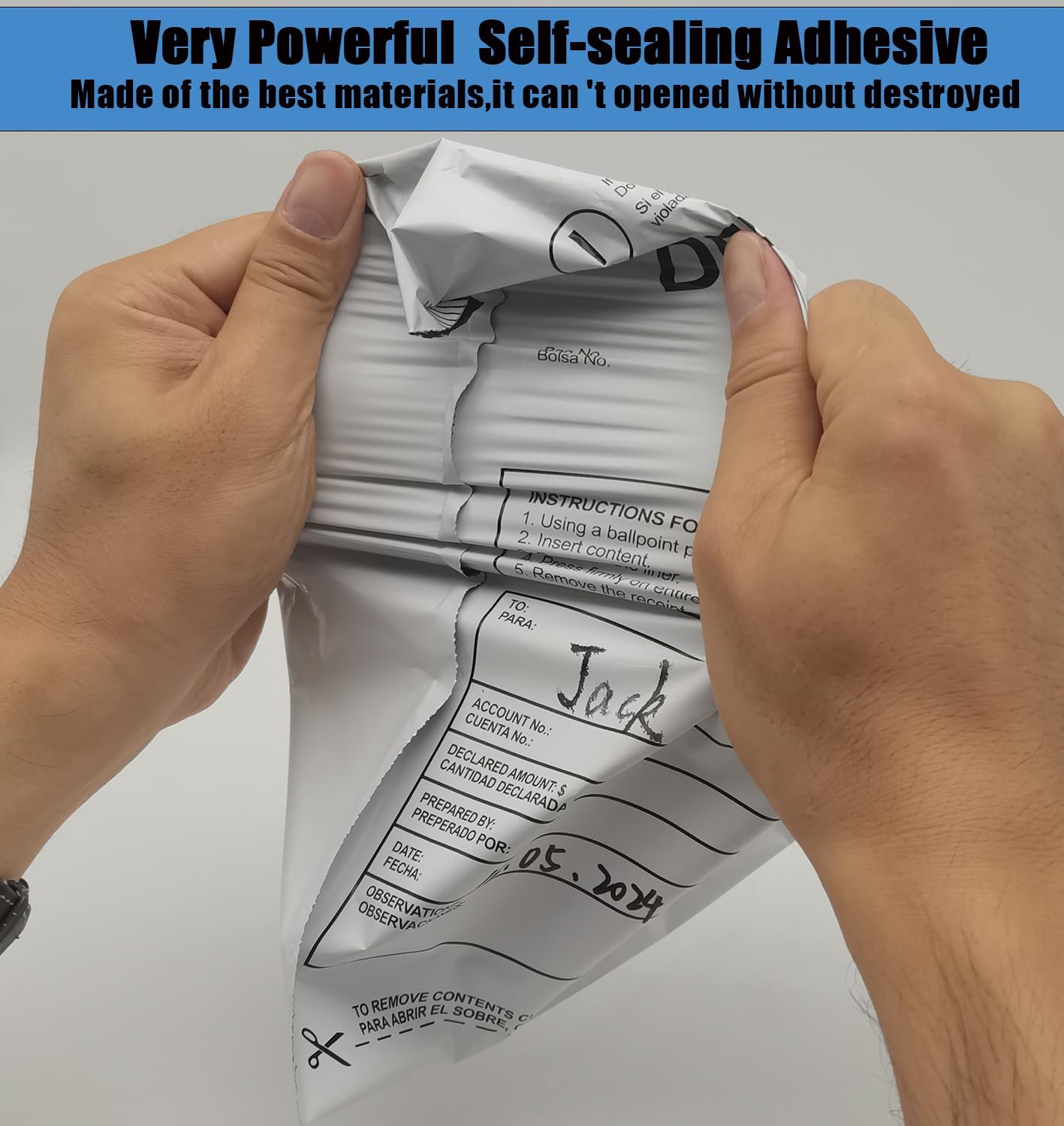 Plastic Deposit Bags 200 Pack Opaque 9.5''x 15'', Opaque Security Bank Deposits Bag,Cash register bags,Money bag for Cash,Bank Pocket,Tamper-Evident Bags,Unique Barcode