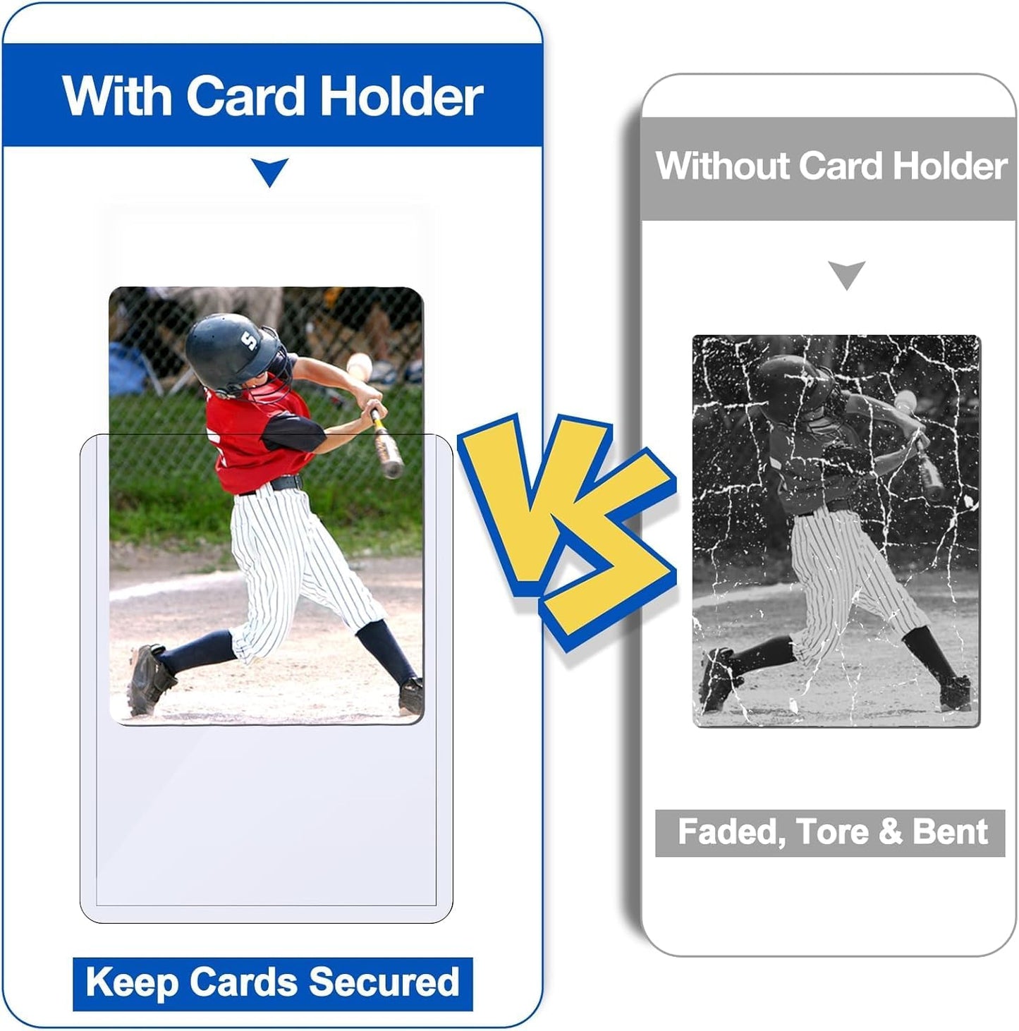100 Count Topload Card Holder, Sooez 35PT Topload Card Protector, 3" x 4" Hard Plastic Card Sleeves, Baseball Card Protector, Rigid Toploading Card Case for Collectible Trading Sports Cards