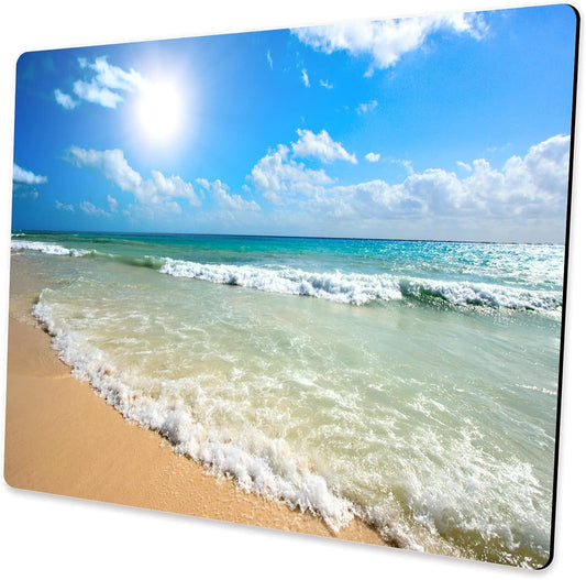 Customized Square Gaming Office Mouse Pad, Wave Beach Anti Slip Rubber Base Mouse Pad, Suitable for Desktop and Laptop Computer Mouse Pads