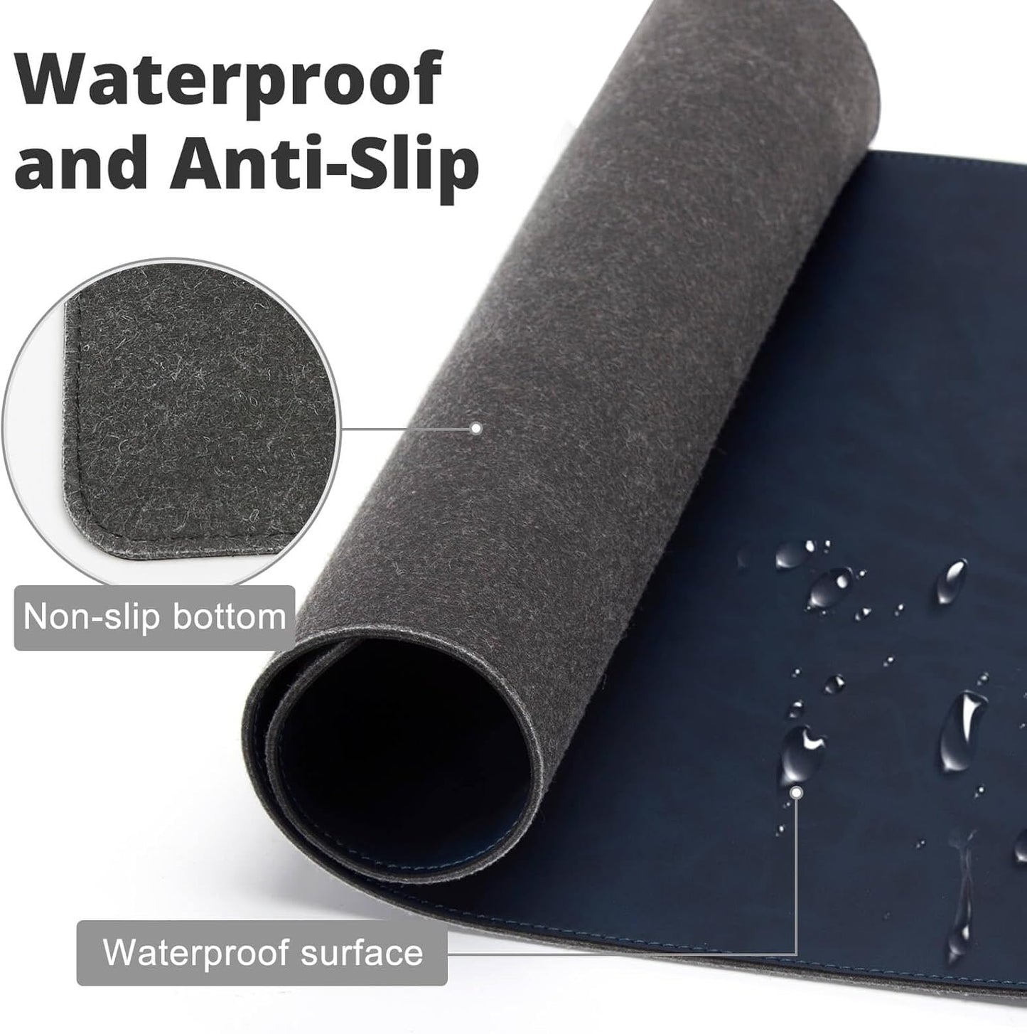 Magnetic Wireless Charging Desk Mat, 23.4"x15.6" Large Office Mouse Pad, Microfiber Leather Mouse Mat with Ultra-Smooth Surface, Waterproof Computer Keyboard Desk Mat for Office & Home, Laptop, Blue