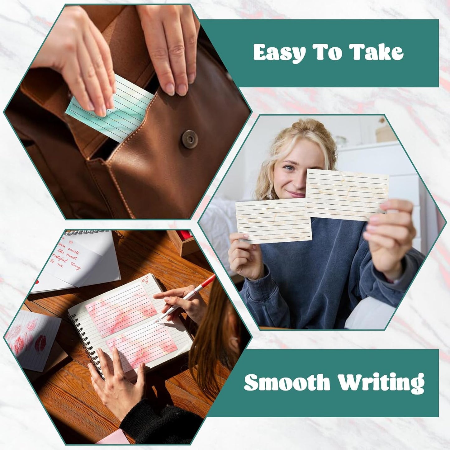 600 Pack Colored Index Cards 3x5 Marble Notecards Lined FlashCards for Studying Heavy Note Cards 180 gsm Memo Cards for Office Home School Supplies