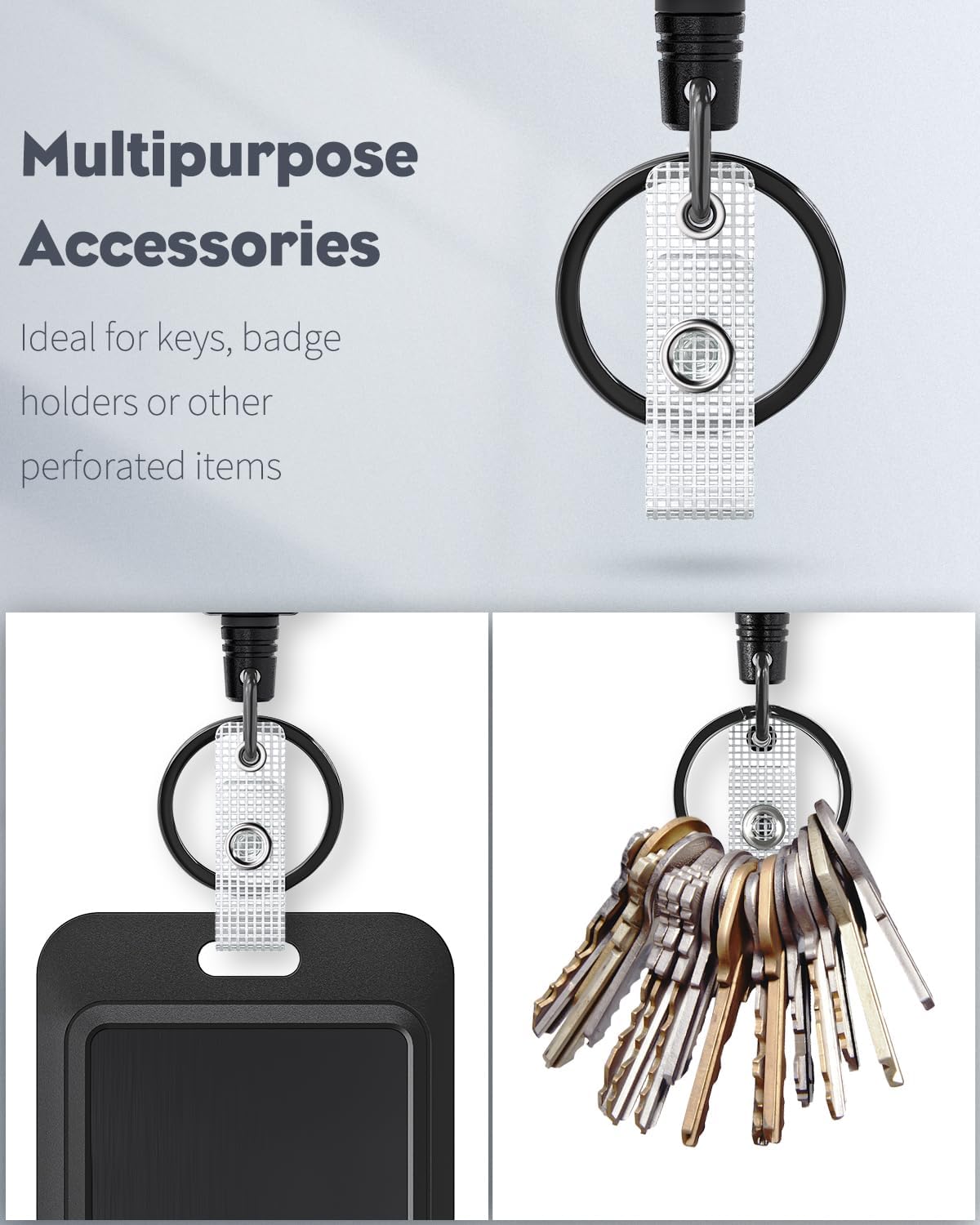 Uniclife Retractable Keychain Heavy Duty Carabiner Badge Holder Tactical ID Badge Reel for up to 8 oz with Stainless Steel Spring Coil 31.5 Inch Steel Wire Rope Retractable Lanyard Clip and Key Ring