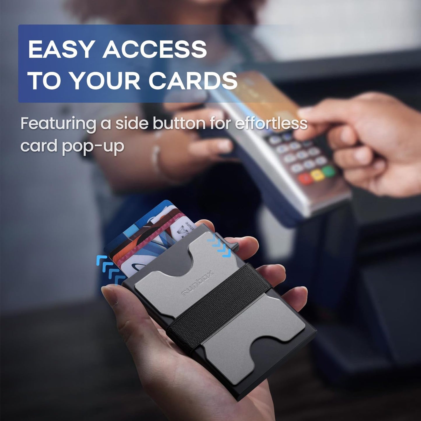 Mens Card Cases, Slim Card Holder Wallet for Men and Women, Minimalist RFID Blocking Wallet with Pop-Up Function, Thin Design, Metal Card Cases Holds 6+6 Cards, Gifts for Men, Men's Accessories