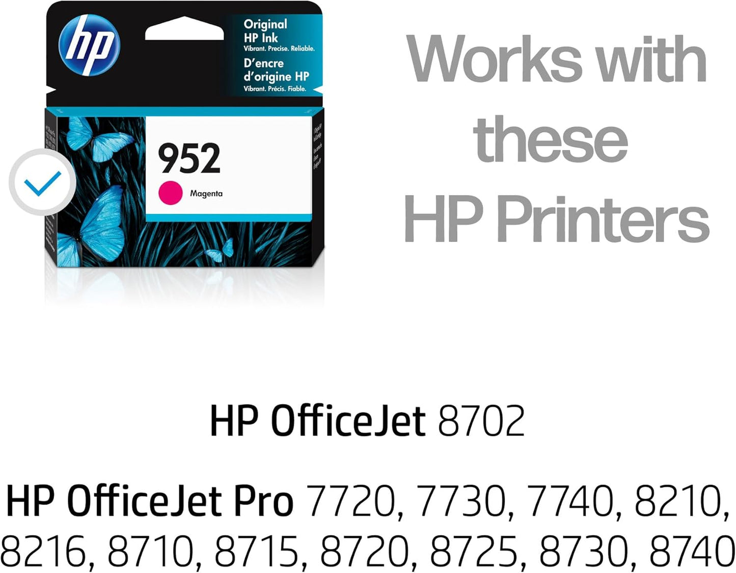 HP 952 Magenta Ink Cartridge | Works with HP OfficeJet 8702, HP OfficeJet Pro 7720, 7740, 8210, 8710, 8720, 8730, 8740 Series | Eligible for Instant Ink | L0S52AN