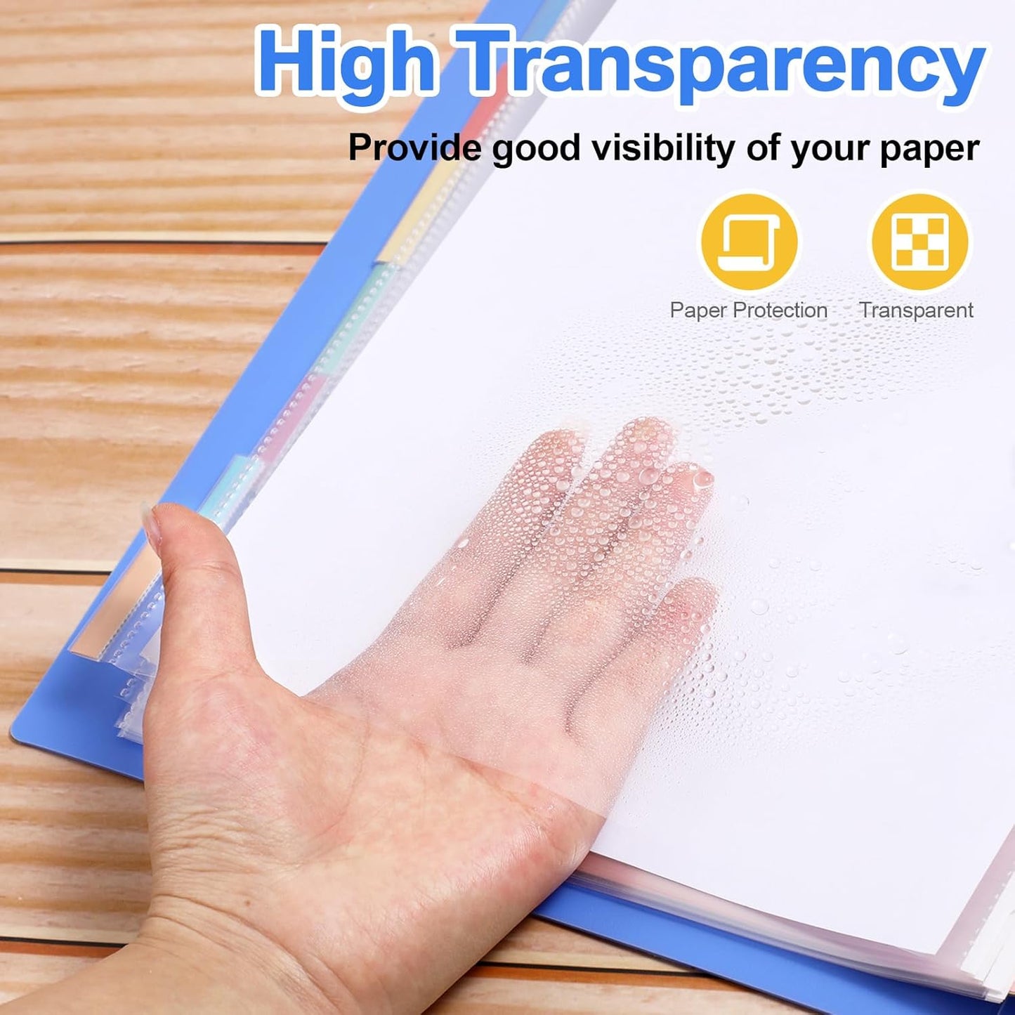 ReliThick 20 Set of 160 Pack Clear Sheet Protectors 8.5 x 11 Inch Page Protector for 3 Ring Binder with 8 Tabs Plastic Dividers for 3 Ring Binder, Insertable Index Page Divider Multicolor Tabs