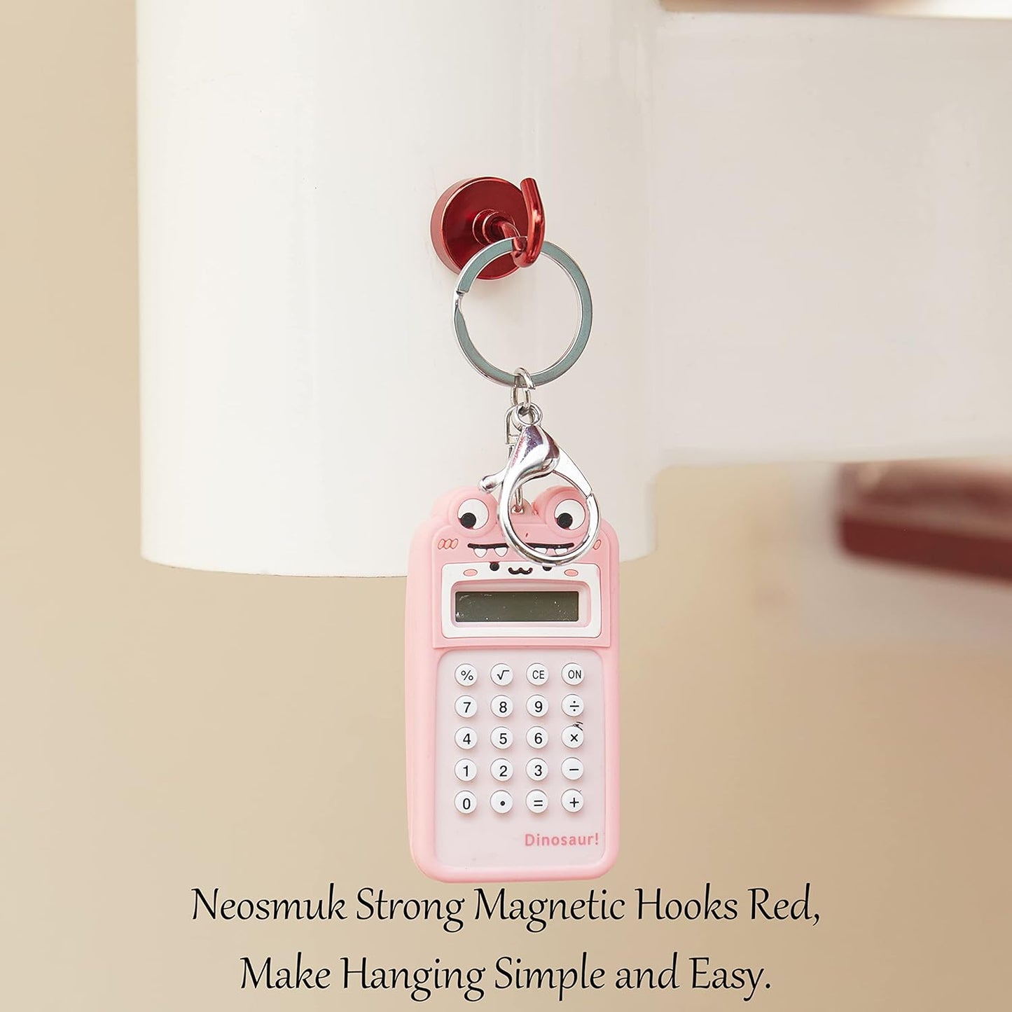 Neosmuk Magnetic Hooks,Heavy Duty Earth Magnets with Hook for Refrigerator, Extra Strong Cruise Hook for Hanging, Magnetic Hanger for Cabins, Grill (Red, Pack of 4)