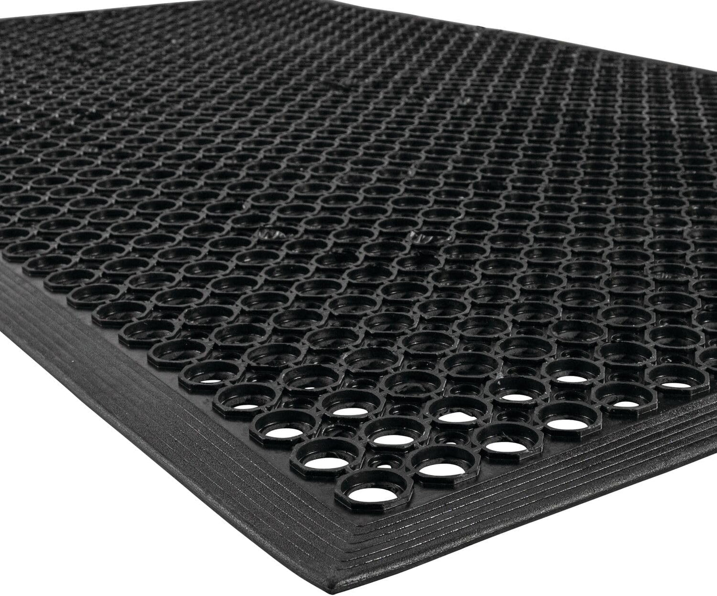 NoTrax 3' x 10' Anti-Fatigue Lightweight Restaurant Rubber Floor Mat with Drainage Holes, Beveled Edges, Non-Slip Mats, Black, T30 Competitor, T30S0310BL