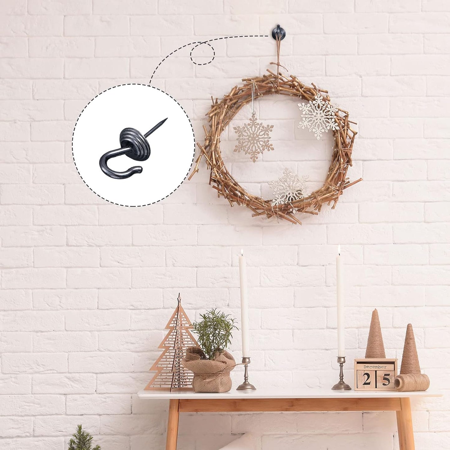 Hotop 60 Pieces Push Pin Wall Hooks Metal Thumb Tack Hangers Iron Alloy Nail Decorative Picture Hooks for 20 Lbs Home Office School Party Supply (Black)