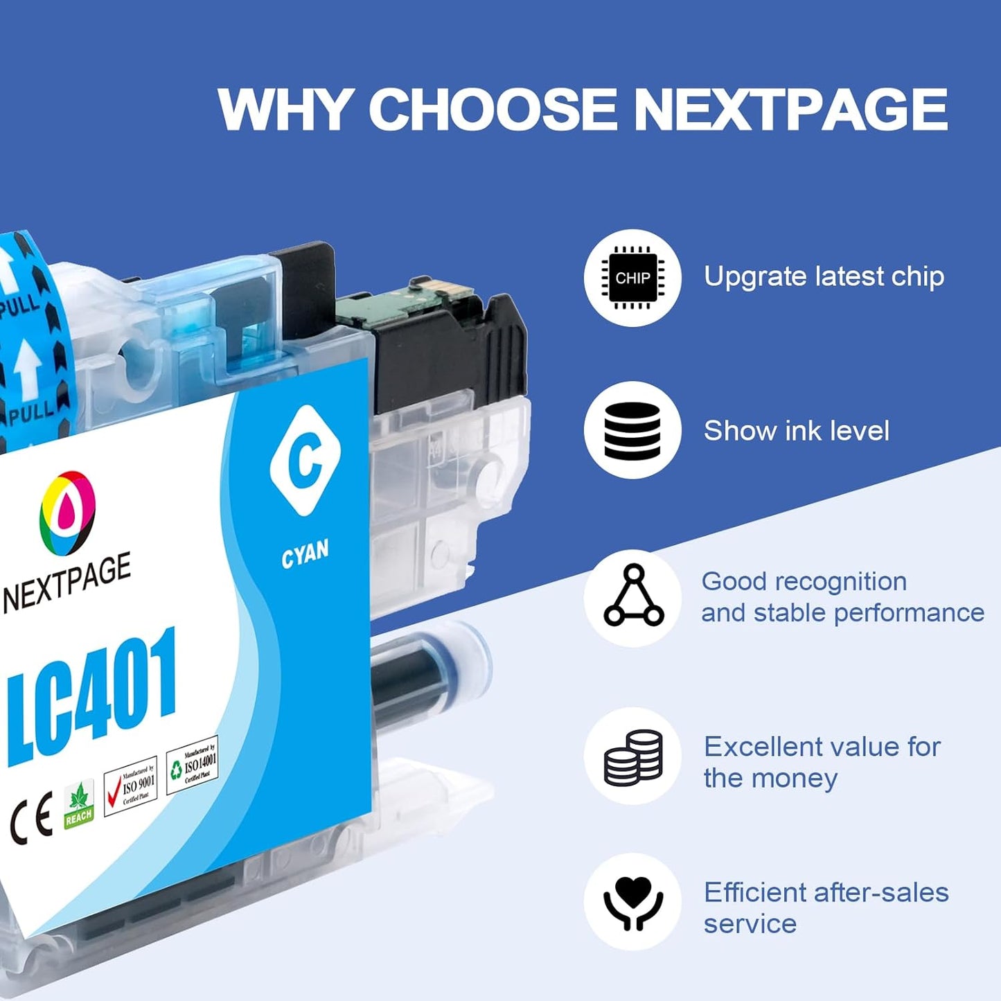 LC401XL MFC-J1010DW Ink Cartridges for Brother Printer LC401XL LC401 for MFC-J1010DW MFC-J1170DW MFC-J1012DW MFC-J1800DW MFC J1010DW - 4 Pack High Yields Black Cyan Magenta Yellow (LC401-BKCMY)