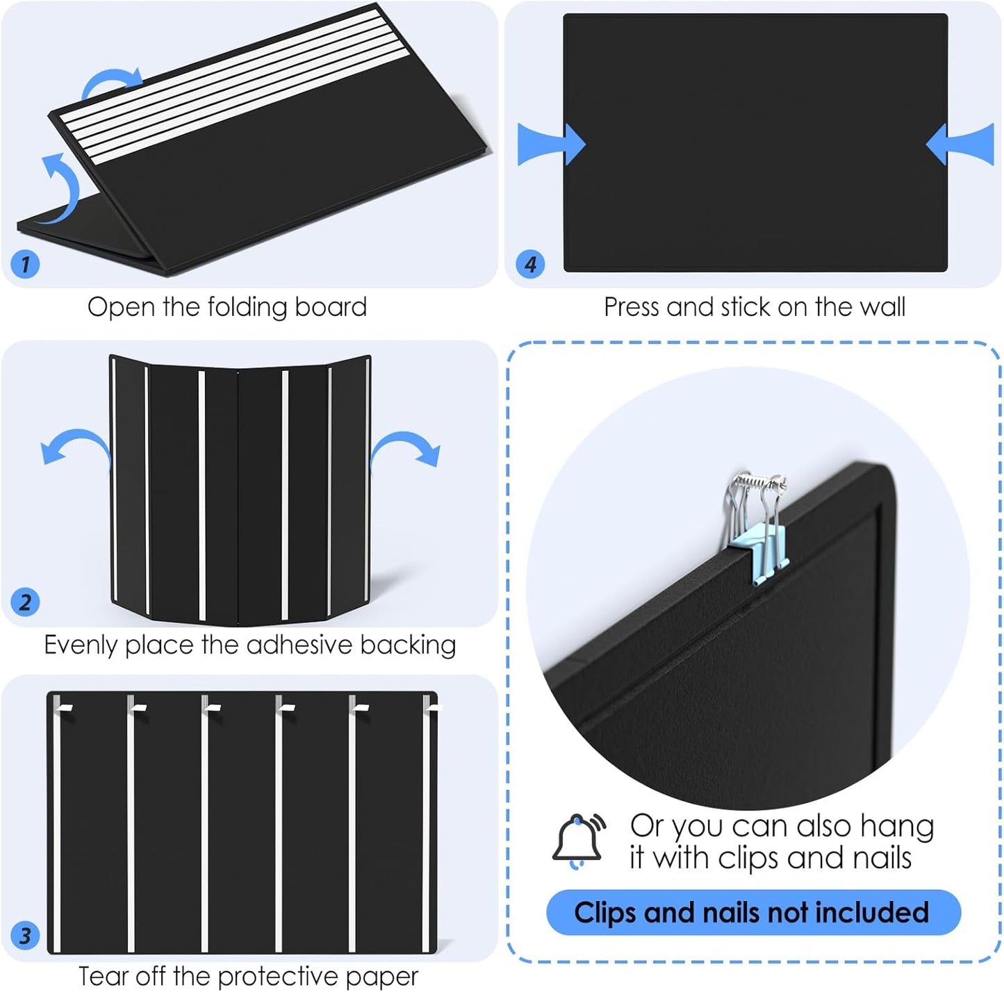 MaxGear Extra Large Bulletin Board 72" x 48", Foldable Felt Board Vision Board Supplies, Cork Board for Office, Home, School, Small Pin Boards for Walls Decorative Display Board Black