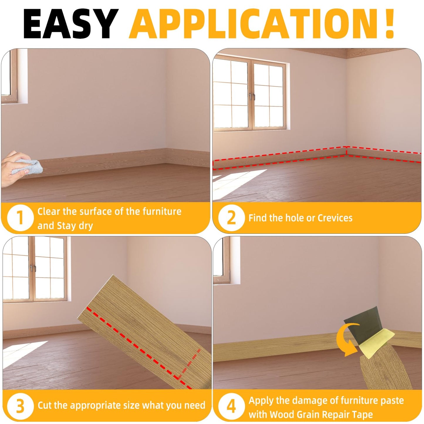 GSCIT Club Oak Wallpaper, 2.4 inch X 25ft Self Adhesive Wood Grain Repair Tape Oak Repair Patch for Tables, Chairs, Baseboards, Doors, Windows, Floors, Handicraft DIY.