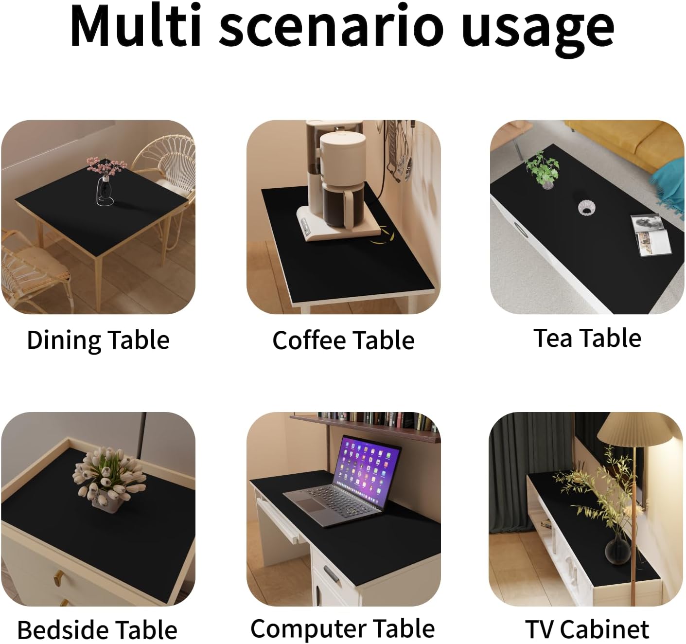 Leather Table Cover,1.8mm Thick,42x66 Inch Table Protector,Table Protector for Dining Room Table,Dining Table Cover,Table Cover Protector,Dining Table Protector Rectangle(Black+Black,42x66)