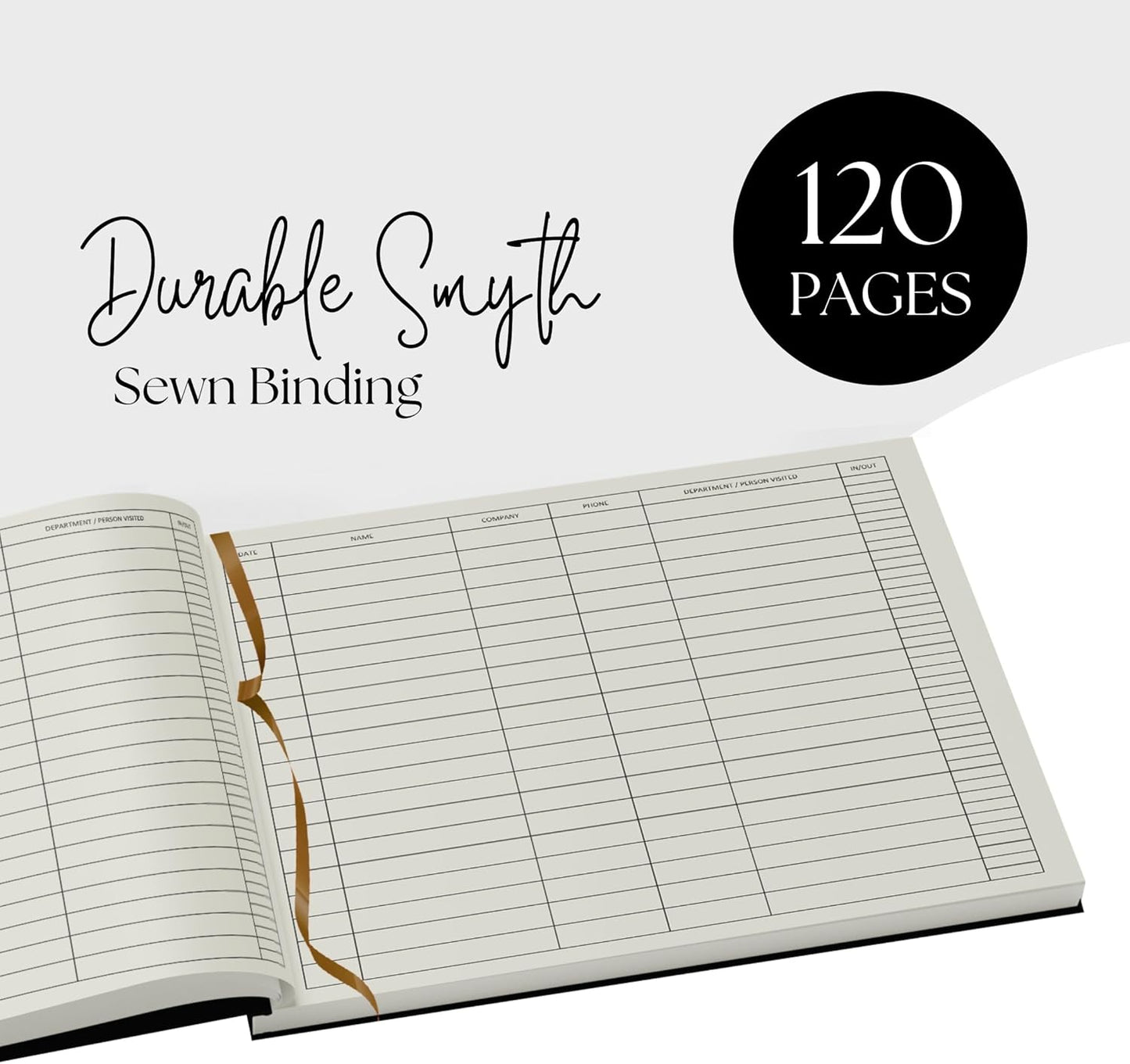 Officewerks Visitors Register & Guest Book, 120 Pages, 8 7/8" X 7", Black Hardbound Cover, Durable Smyth Sewn Binding