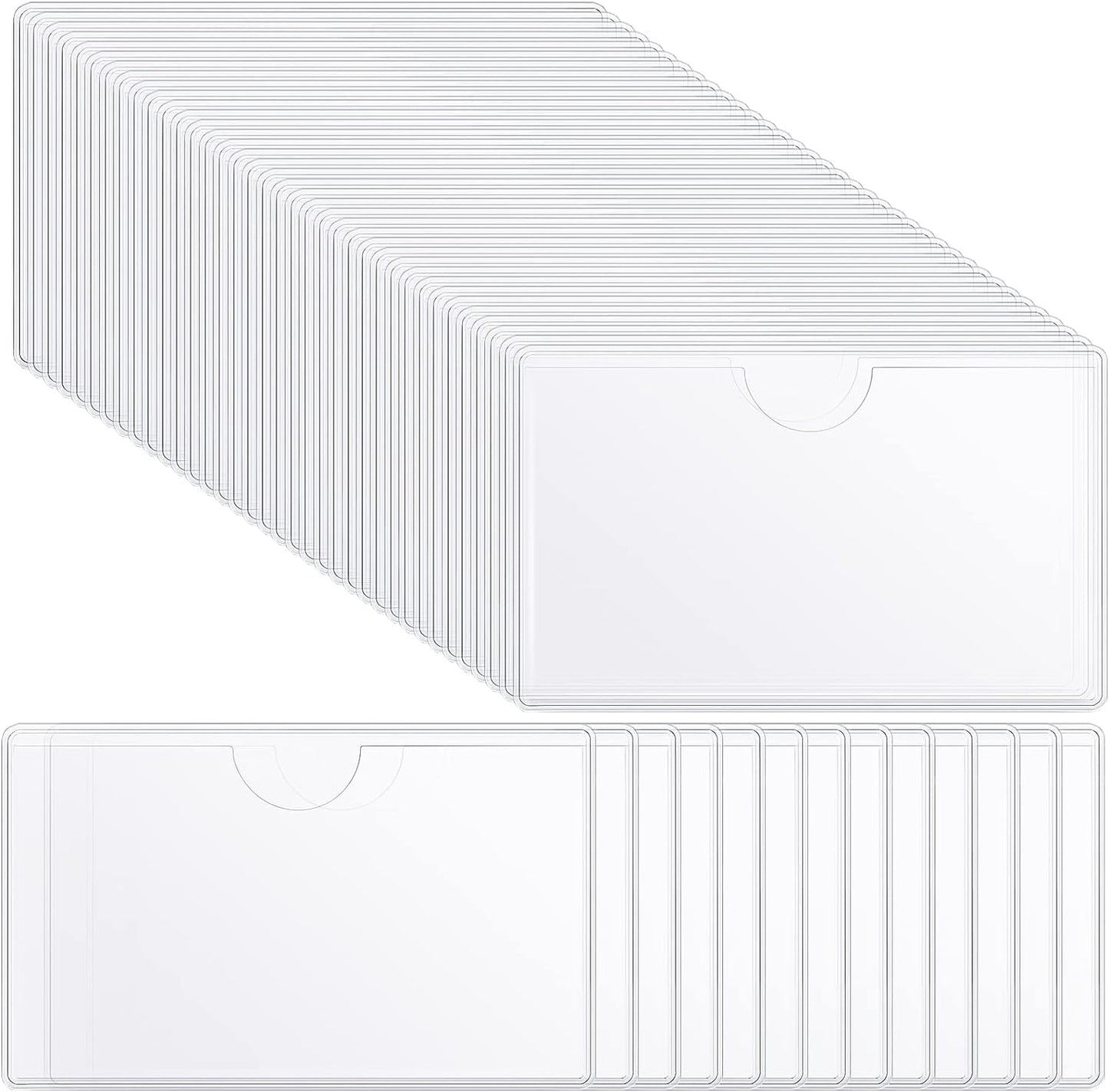 100 Self-adhesive Index Card Pockets Label Pockets sleeves with Top Open for Business Cards, Clear Plastic Sticky Labels Holders for Storage Bins Library Cards, Organizing Totes Shelves(3.54 x 5.24'')