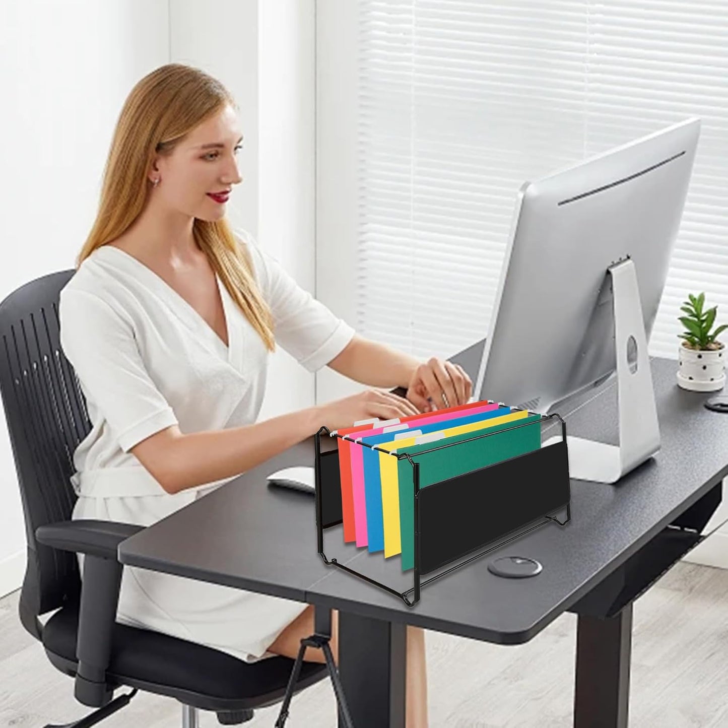 Blue Hanging File Folders,50 Packs Reinforced Hang Folders,Designed for Home and Office Color Coded File Organization, Letter Size