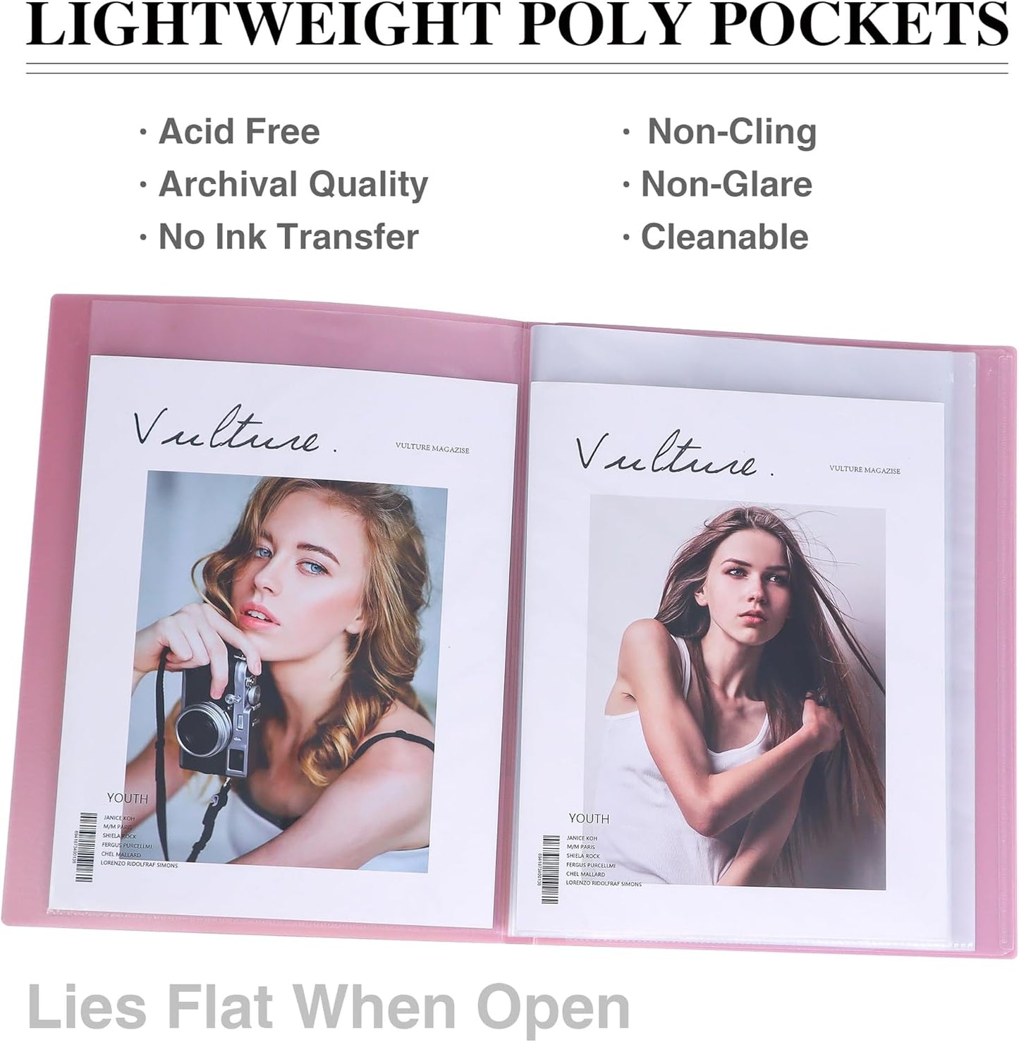 Tuhangcc Binder with Plastic Sleeves 8.5x11 20-Pocket - Heavy Duty Art Portfolio Folder with Clear Sheet Protectors,Displays 40Pages, Presentation Book,Document Organizer(Light Grey)