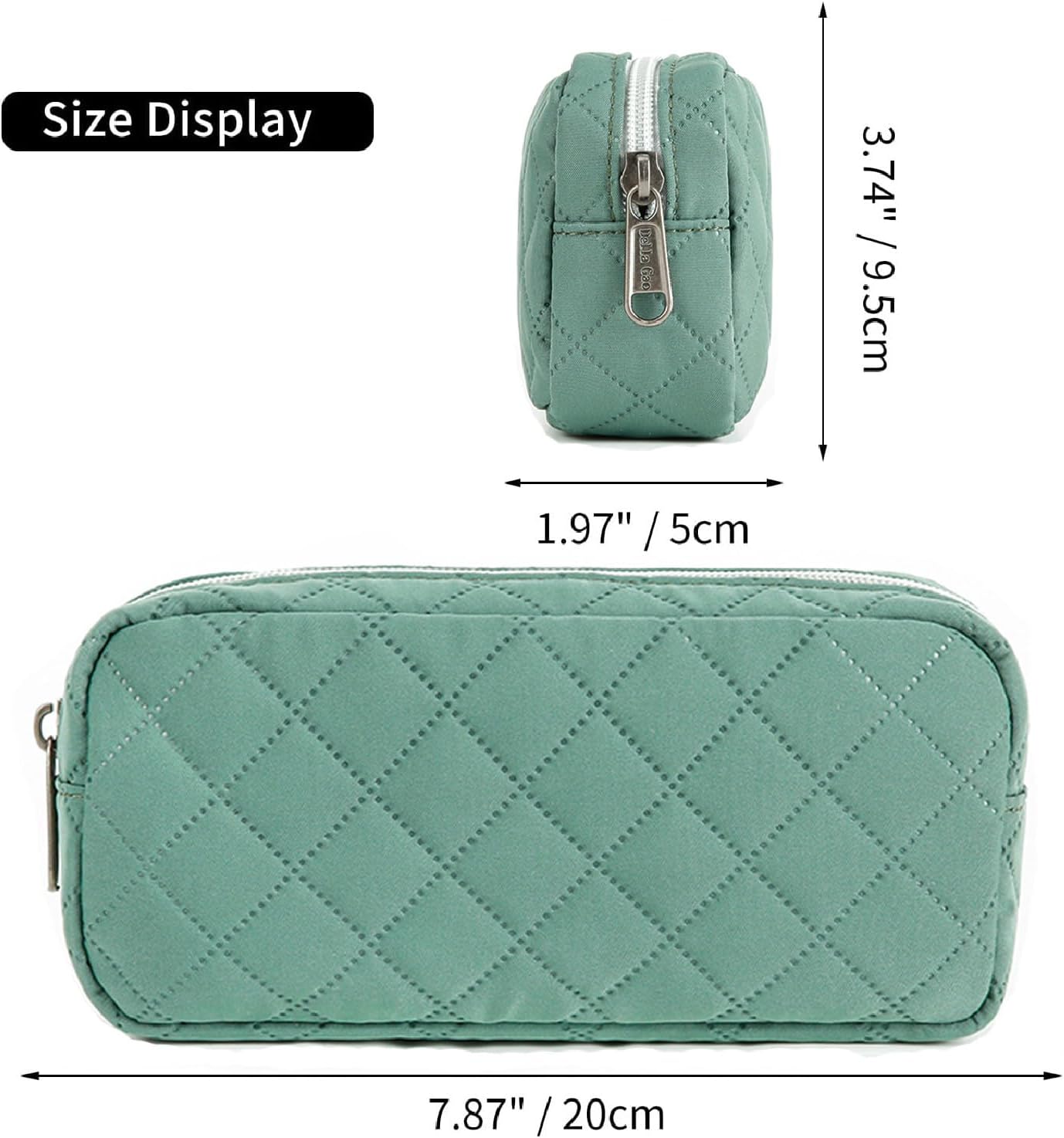 Della Gao Small Pencil Case Large Capacity Pencil Pouch Marker Pen Bag Coin Pouch Office Stationery Organizer (Dark Green)