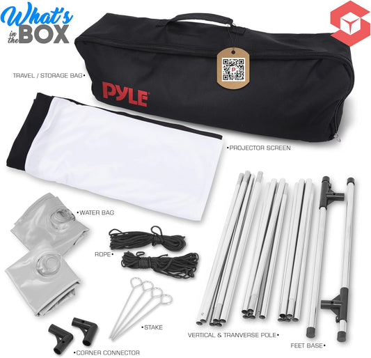 Pyle Projector Screen with Stand - 100" 16:9 HD 4K Portable Lightweight Freestanding Foldable Indoor Outdoor Movie Projection Display with Frame for Home Theater