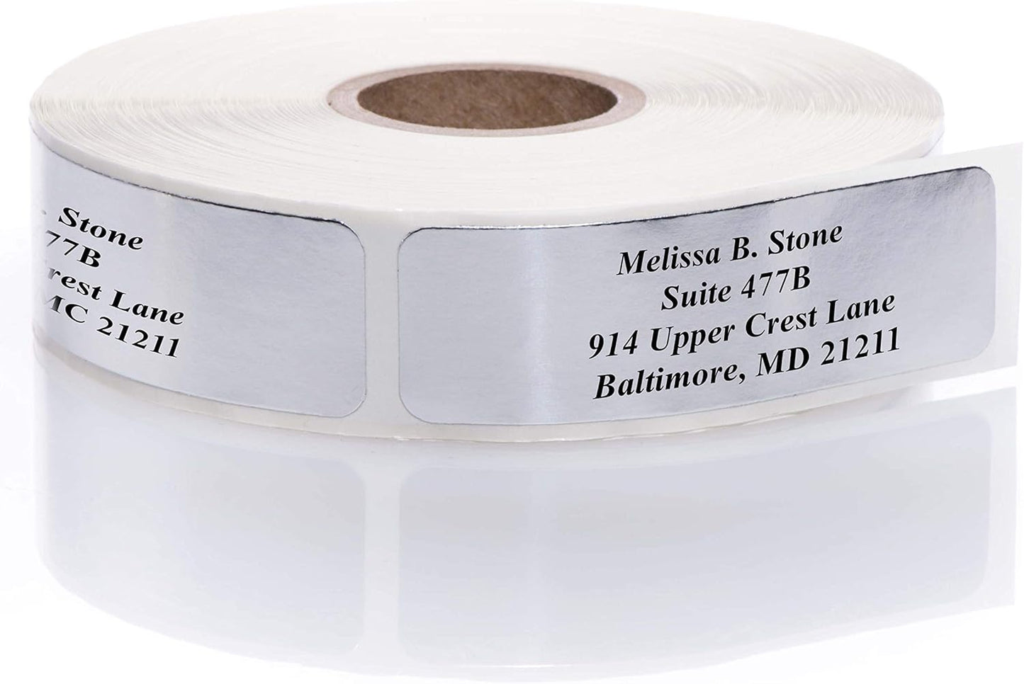 Silver Foil Personalized Return Address Labels Without Dispenser - Roll of 500 Custom Stickers